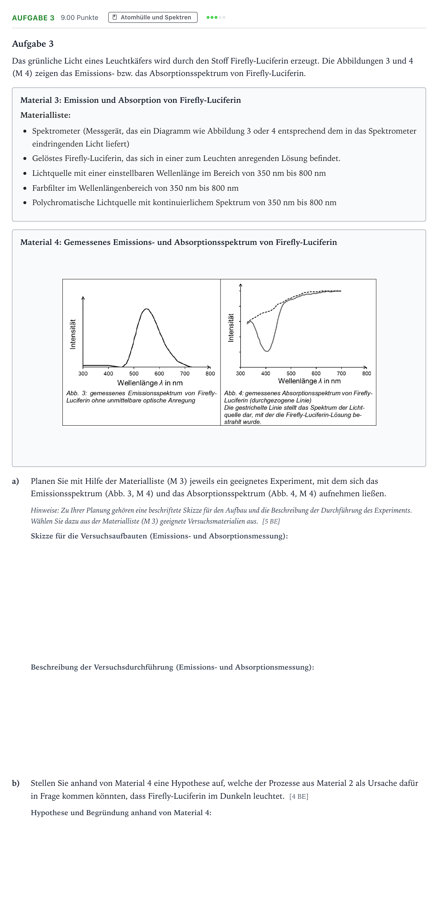 Aufgabenstellung: Aufgabe 3 · Abitur NRW Physik LK · Leuchtende Lebewesen 2026