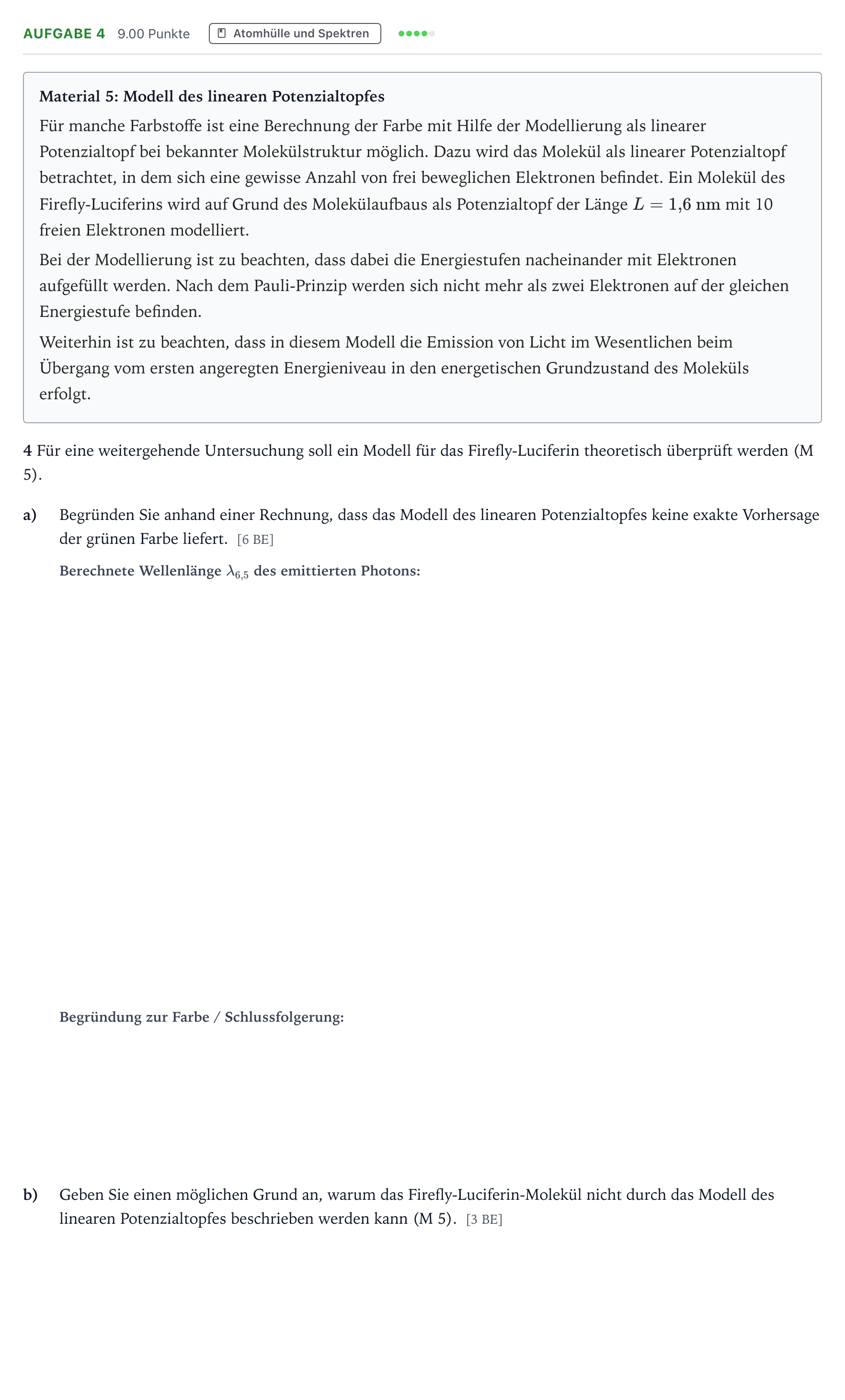 Aufgabenstellung: Aufgabe 4 · Abitur NRW Physik LK · Leuchtende Lebewesen 2026