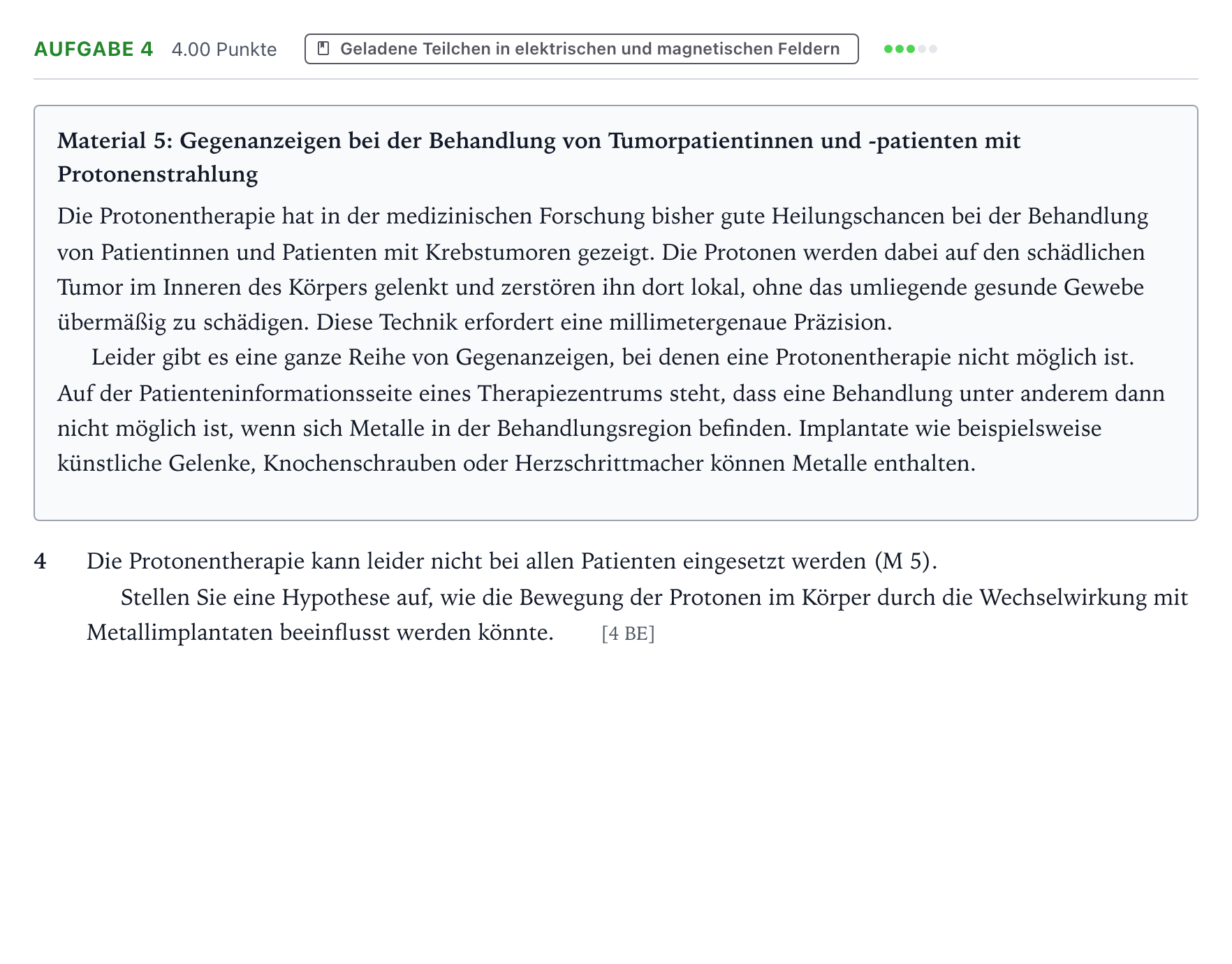 Aufgabenstellung: Aufgabe 4 · Abitur NRW Physik LK · Linearbeschleuniger 2026