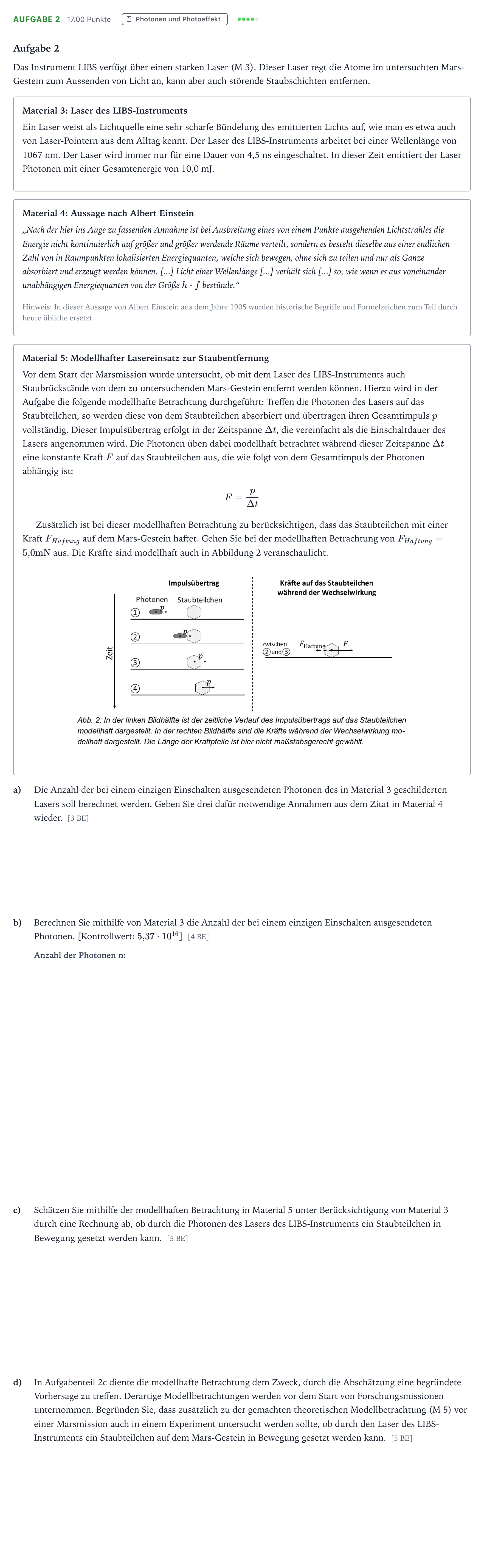 Aufgabenstellung: Aufgabe 2 · Abitur NRW Physik GK · Marsspektroskopie 2026