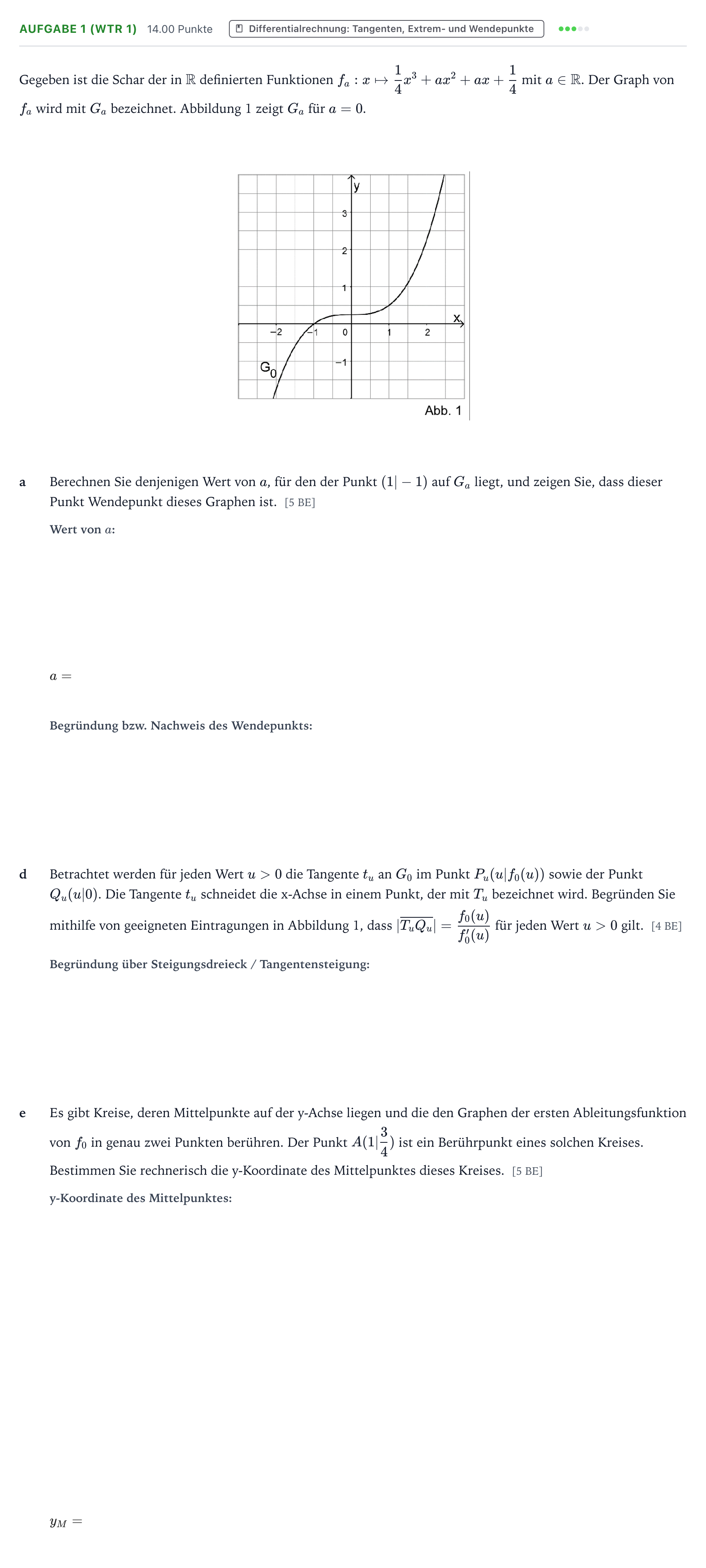 Aufgabenstellung: Aufgabe 1 (WTR 1) - Differentialrechnung · Abitur NRW Mathematik LK · Teil B · Analysis (WTR) 2026