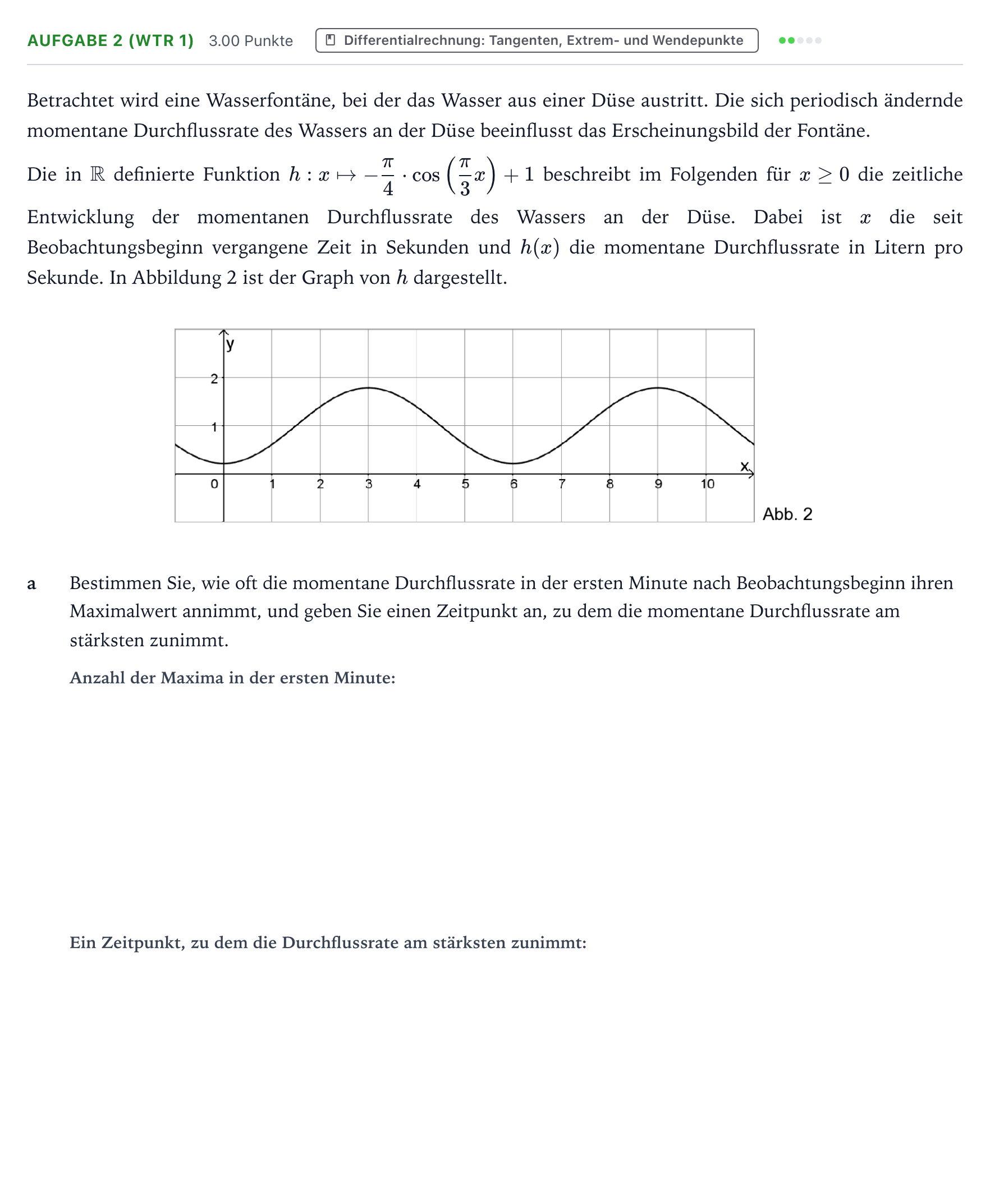 Aufgabenstellung: Aufgabe 2 (WTR 1) - Differentialrechnung · Abitur NRW Mathematik LK · Teil B · Analysis (WTR) 2026