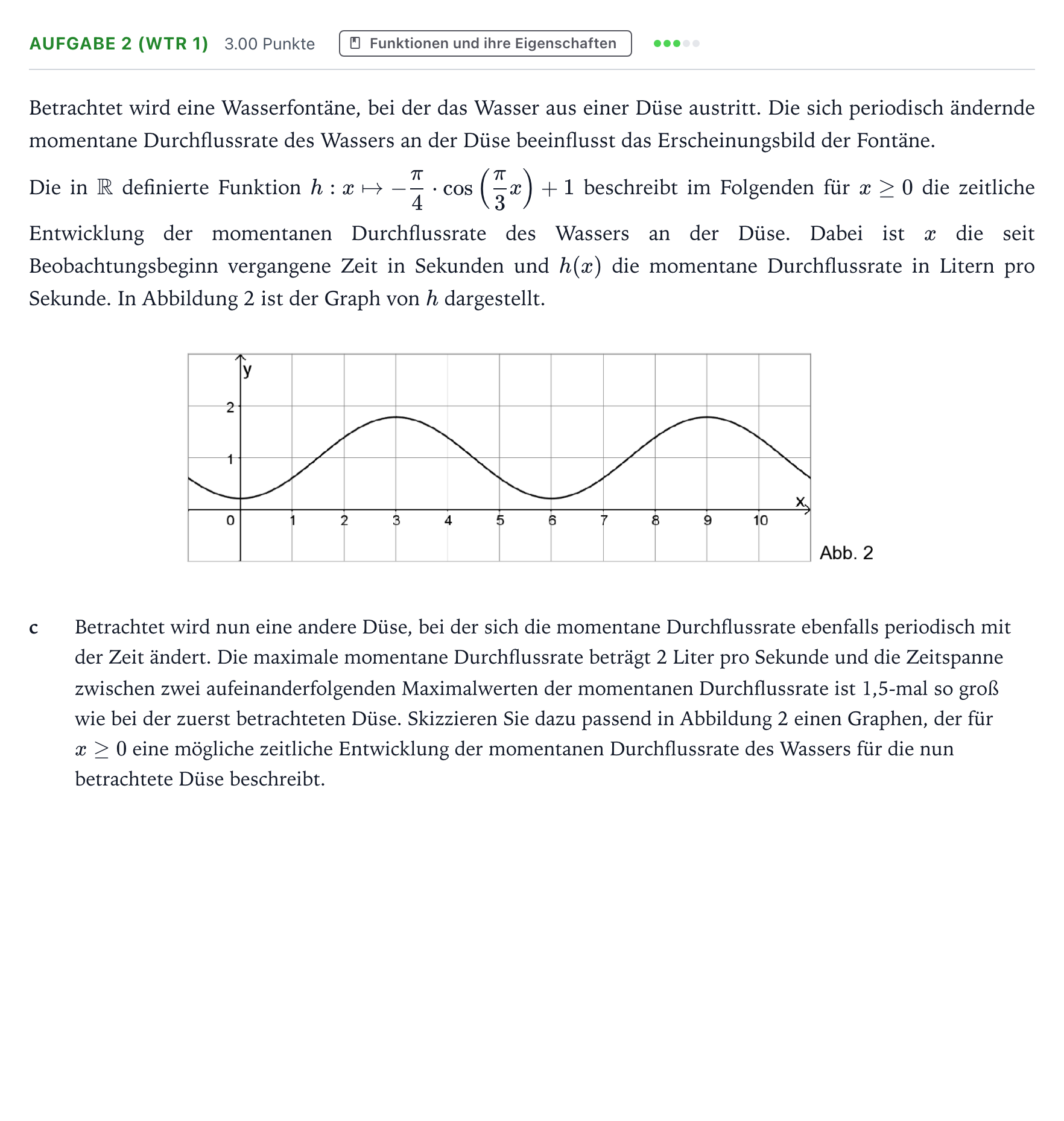 Aufgabenstellung: Aufgabe 2 (WTR 1) - Funktionen und ihre Eigenscha… · Abitur NRW Mathematik LK · Teil B · Analysis (WTR) 2026