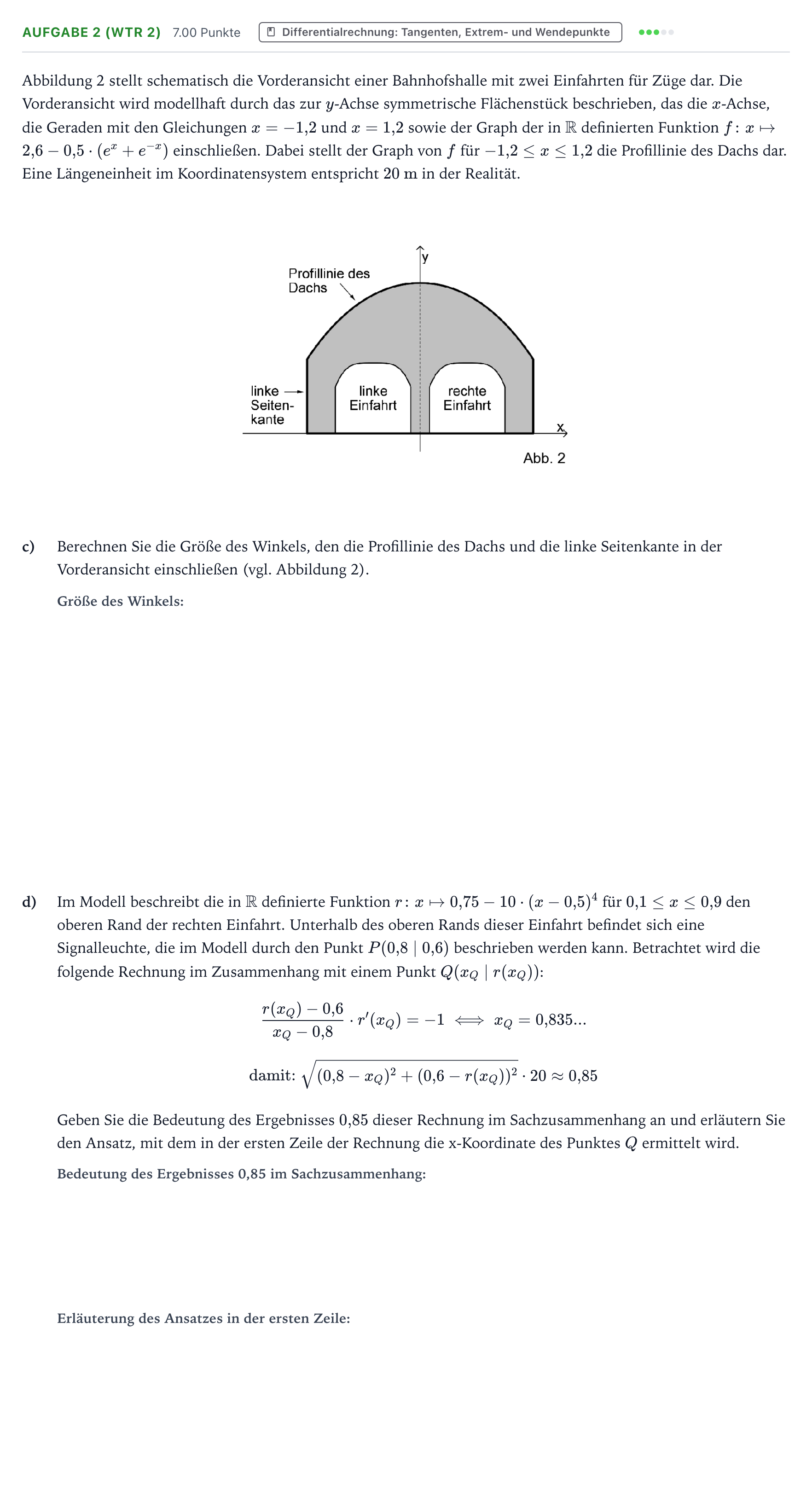Aufgabenstellung: Aufgabe 2 (WTR 2) - Differentialrechnung · Abitur NRW Mathematik LK · Teil B · Analysis (WTR) 2026