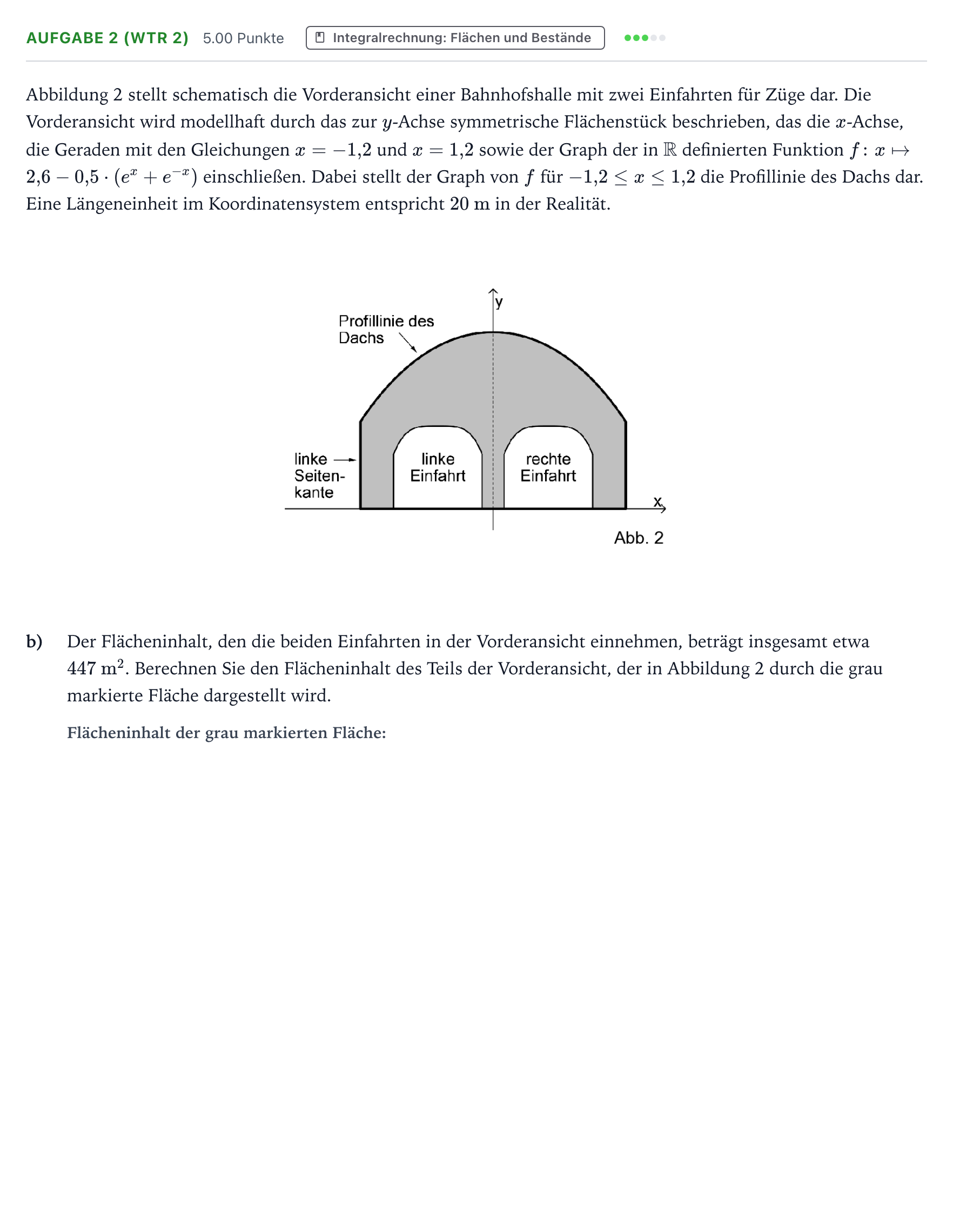 Aufgabenstellung: Aufgabe 2 (WTR 2) - Integralrechnung · Abitur NRW Mathematik LK · Teil B · Analysis (WTR) 2026