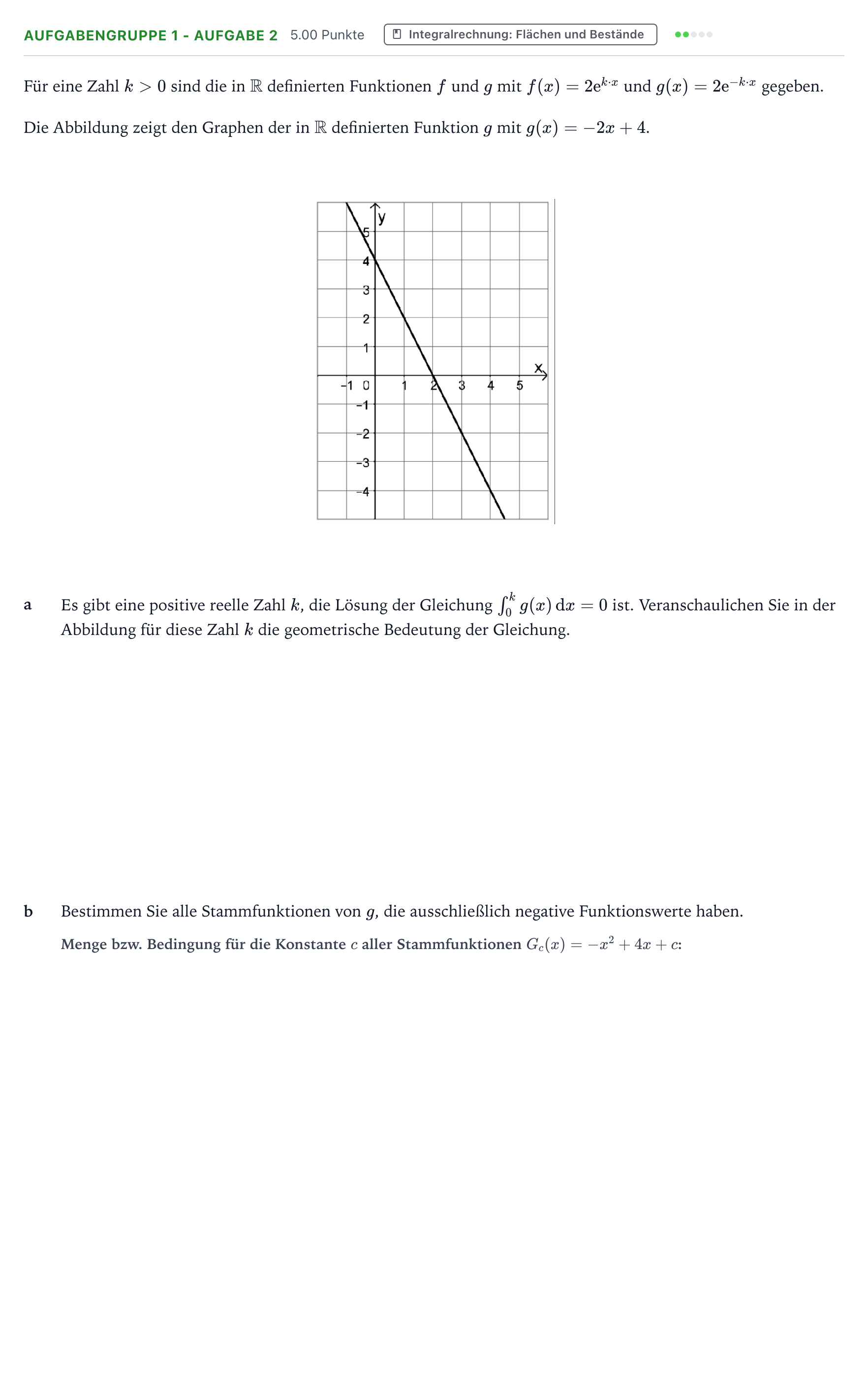 Aufgabenstellung: Aufgabengruppe 1 - Aufgabe 2 · Abitur NRW Mathematik LK · Teil A · Analysis 2026