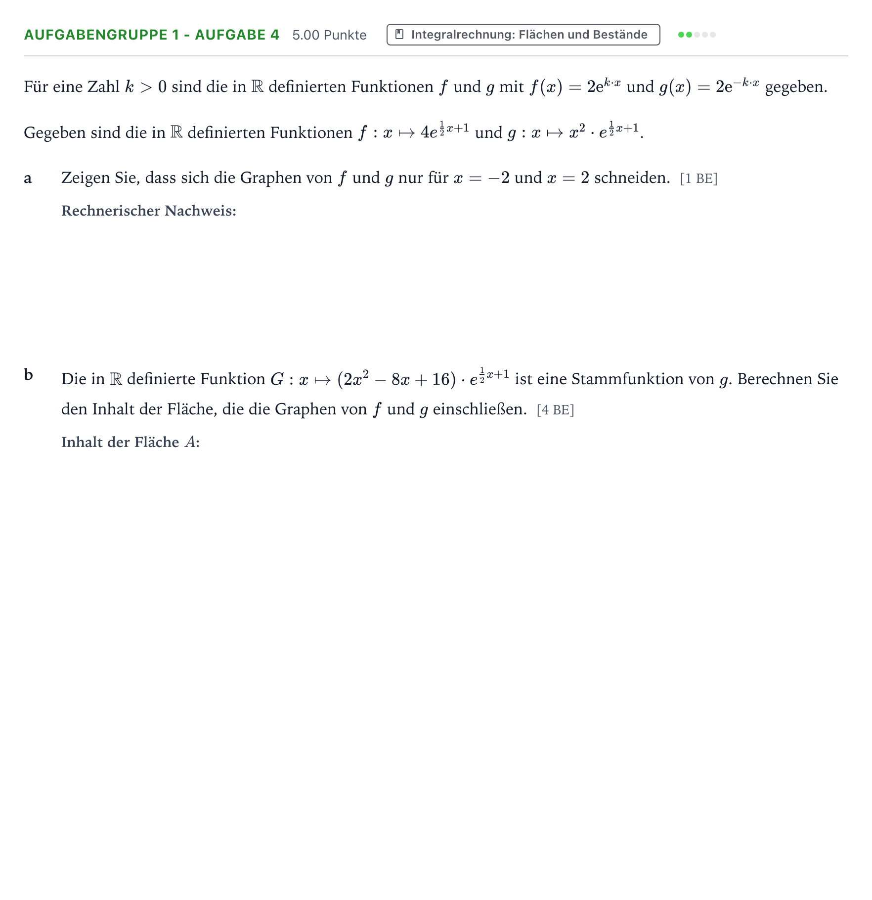 Aufgabenstellung: Aufgabengruppe 1 - Aufgabe 4 · Abitur NRW Mathematik LK · Teil A · Analysis 2026