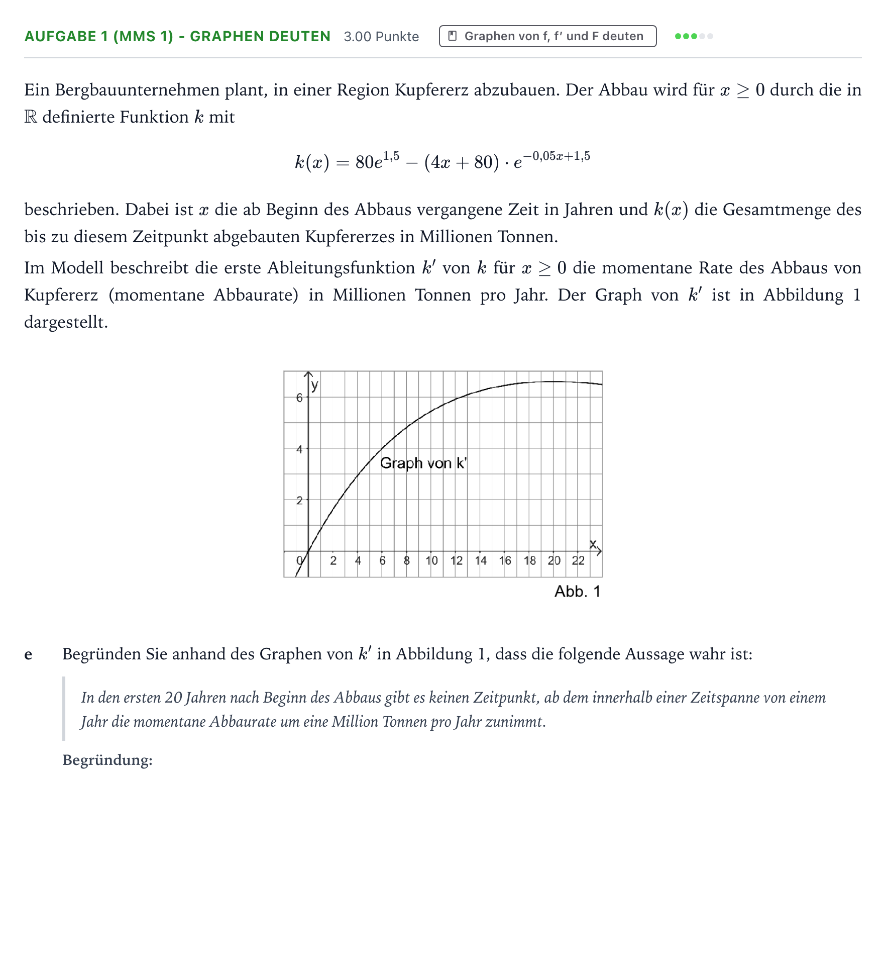 Aufgabenstellung: Aufgabe 1 (MMS 1) - Graphen deuten · Abitur NRW Mathematik GK · Teil B · Analysis (CAS) 2026