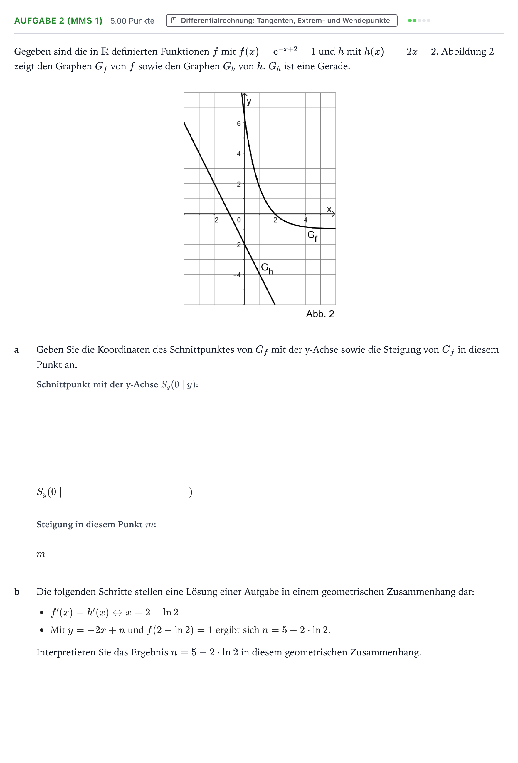 Aufgabenstellung: Aufgabe 2 (MMS 1) - Differentialrechnung · Abitur NRW Mathematik GK · Teil B · Analysis (CAS) 2026