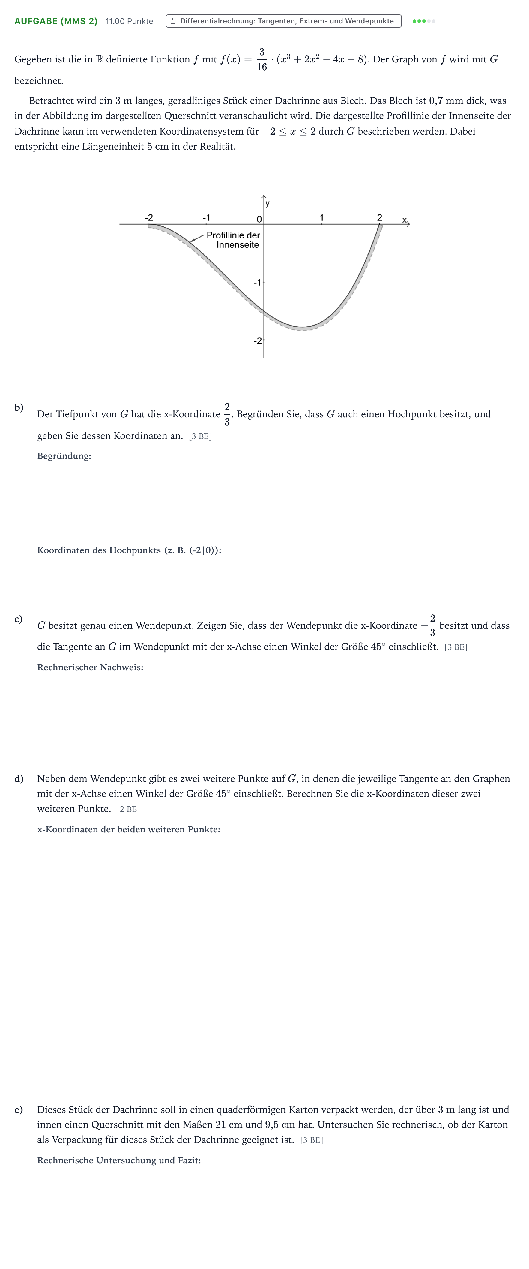 Aufgabenstellung: Aufgabe (MMS 2) - Differentialrechnung · Abitur NRW Mathematik GK · Teil B · Analysis (CAS) 2026