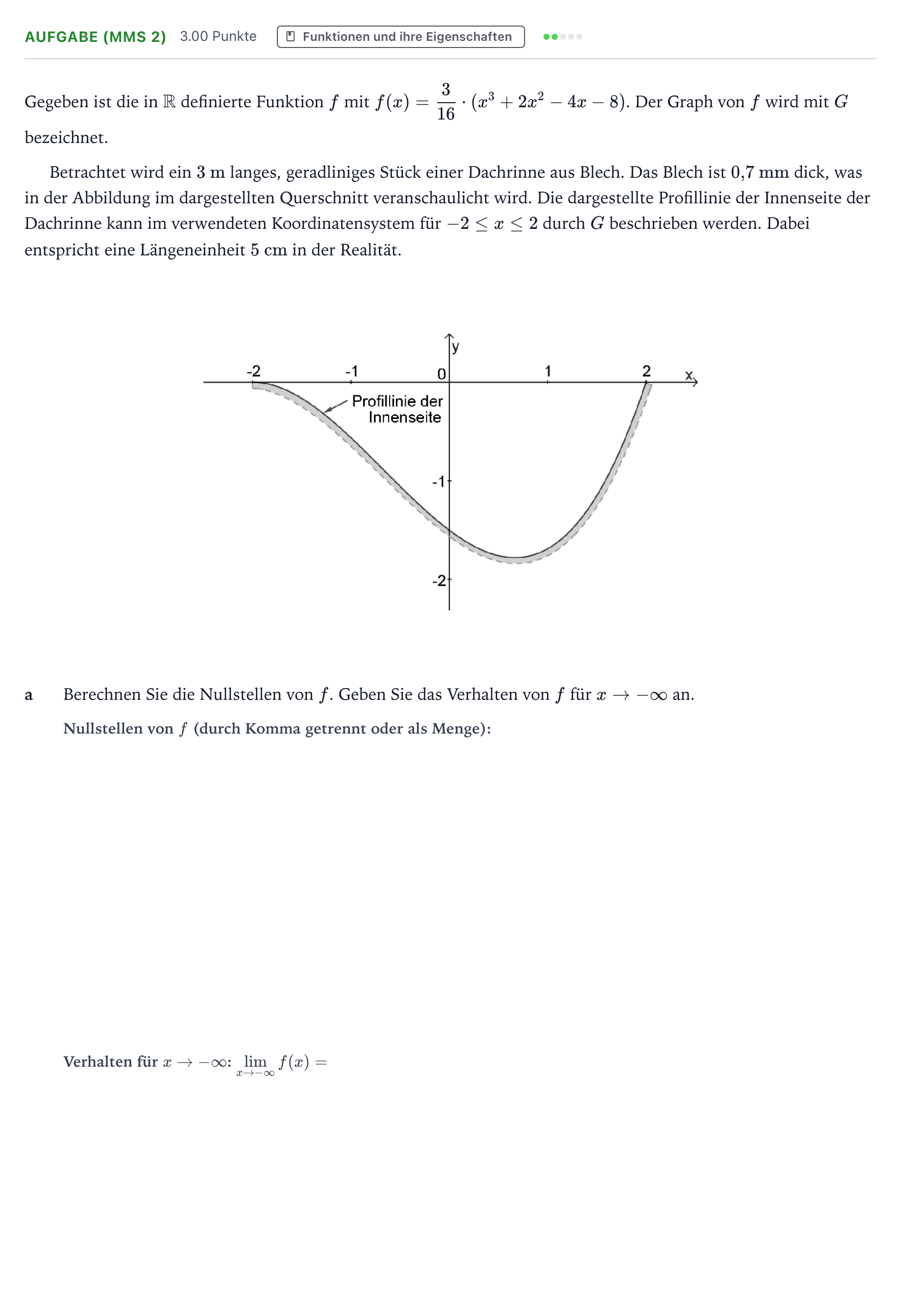 Aufgabenstellung: Aufgabe (MMS 2) - Funktionen und ihre Eigenschaft… · Abitur NRW Mathematik GK · Teil B · Analysis (CAS) 2026