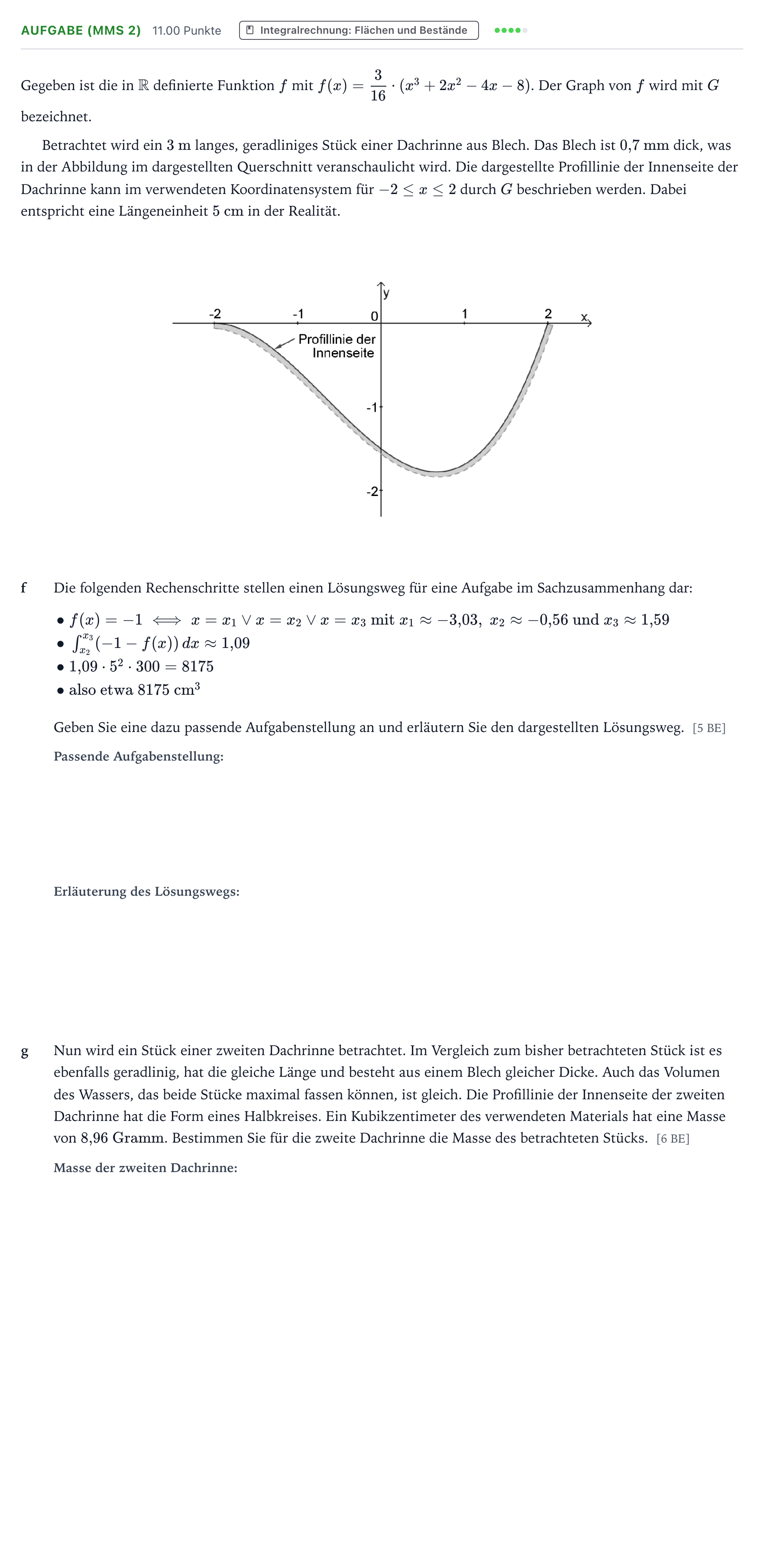 Aufgabenstellung: Aufgabe (MMS 2) - Integralrechnung · Abitur NRW Mathematik GK · Teil B · Analysis (CAS) 2026