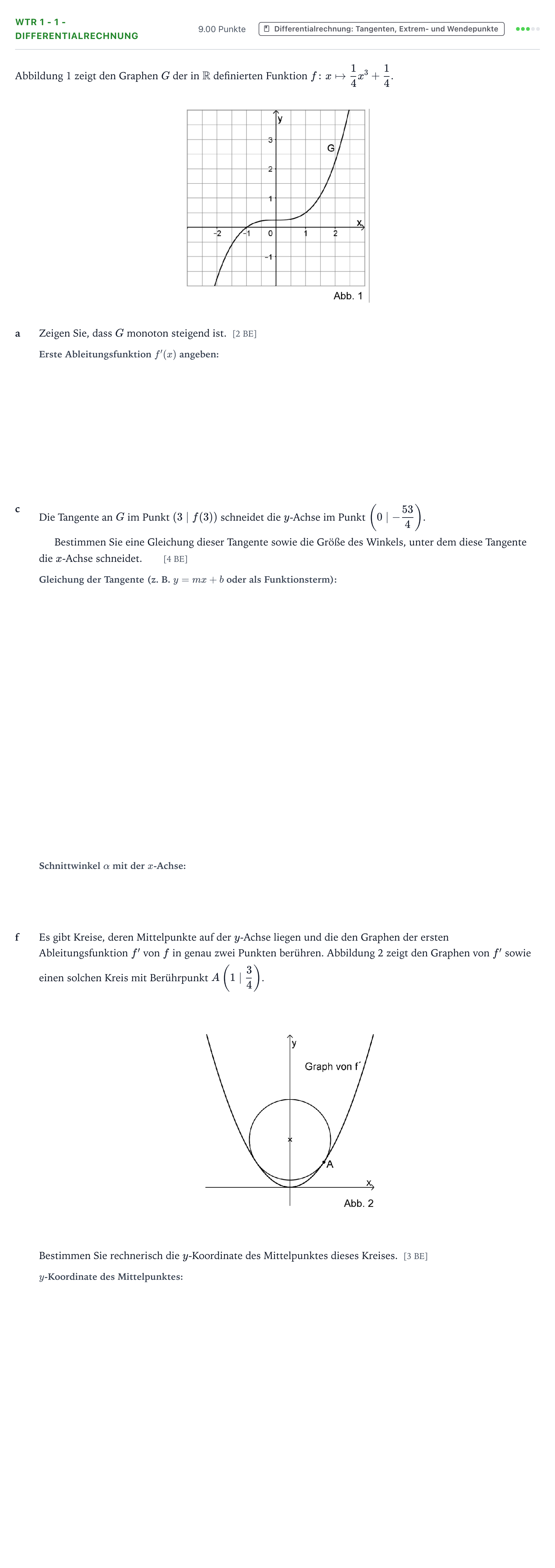 Aufgabenstellung: Aufgabe WTR 1 - 1 - Differentialrechnung · Abitur NRW Mathematik GK · Teil B · Analysis (WTR) 2026