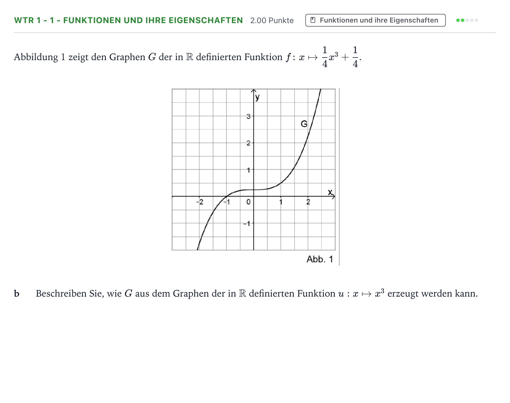 Aufgabenstellung: Aufgabe WTR 1 - 1 - Funktionen und ihre Eigenschaften · Abitur NRW Mathematik GK · Teil B · Analysis (WTR) 2026