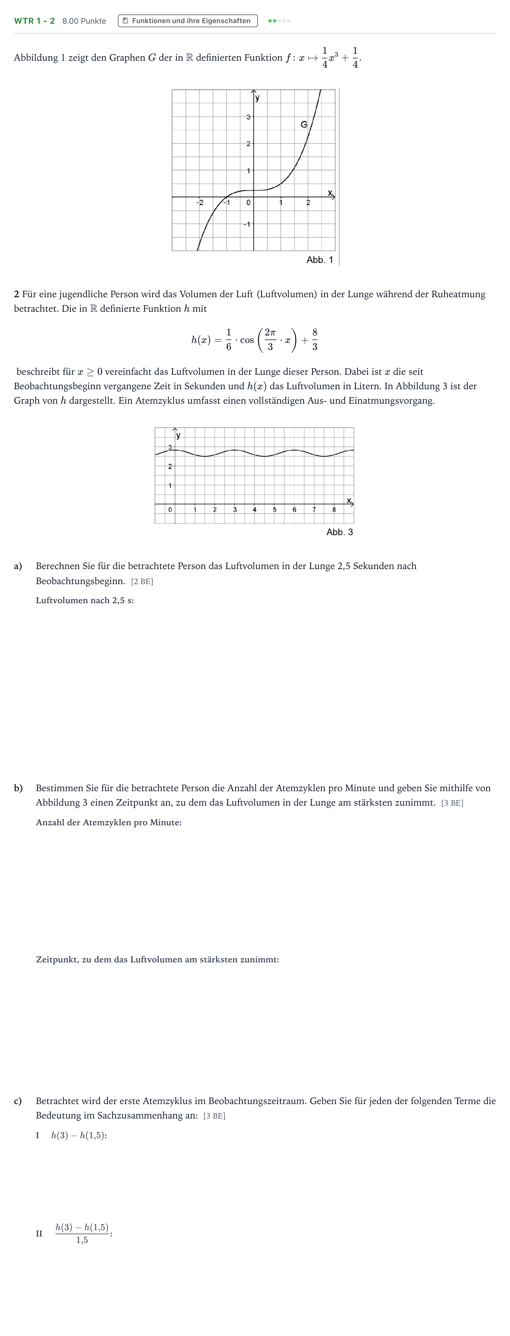 Aufgabenstellung: Aufgabe WTR 1 - 2 · Abitur NRW Mathematik GK · Teil B · Analysis (WTR) 2026