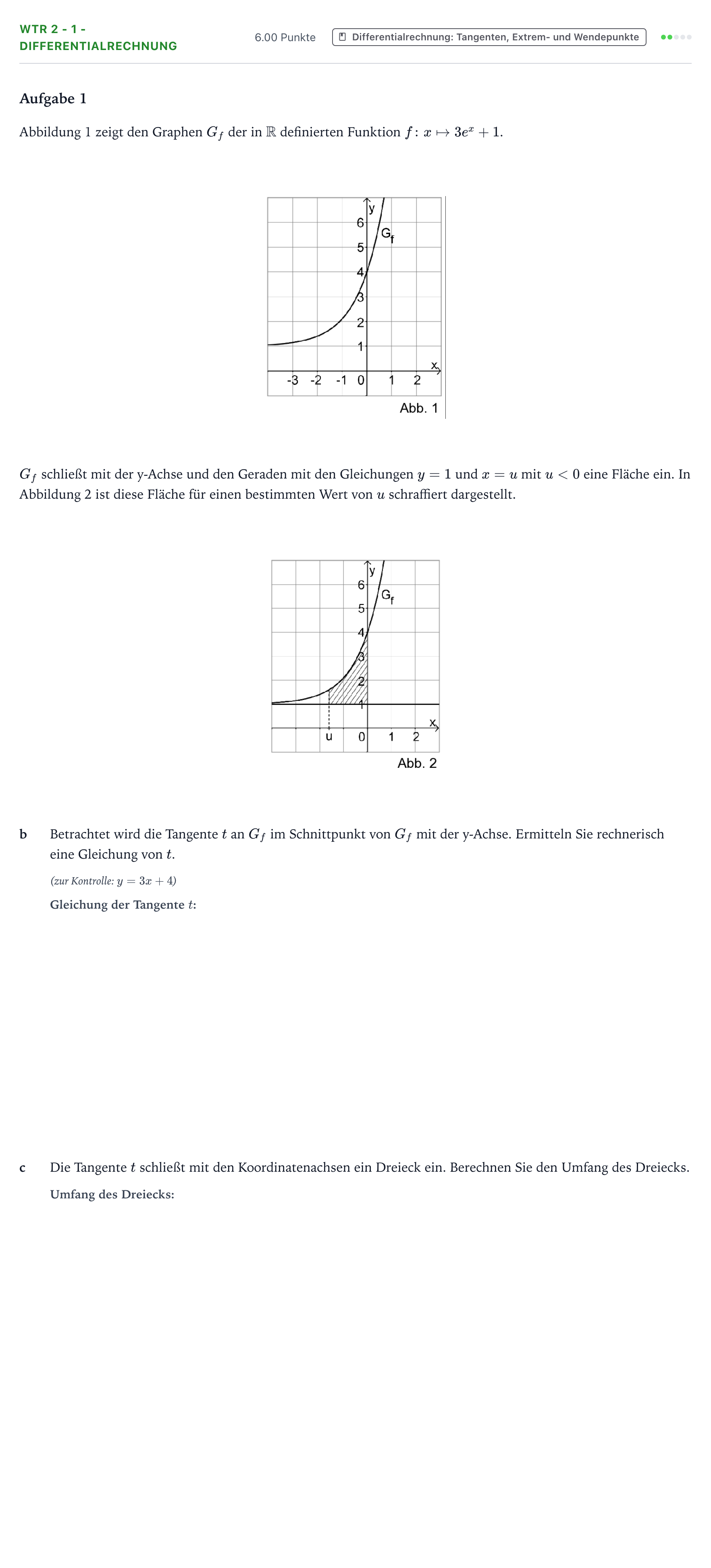Aufgabenstellung: Aufgabe WTR 2 - 1 - Differentialrechnung · Abitur NRW Mathematik GK · Teil B · Analysis (WTR) 2026