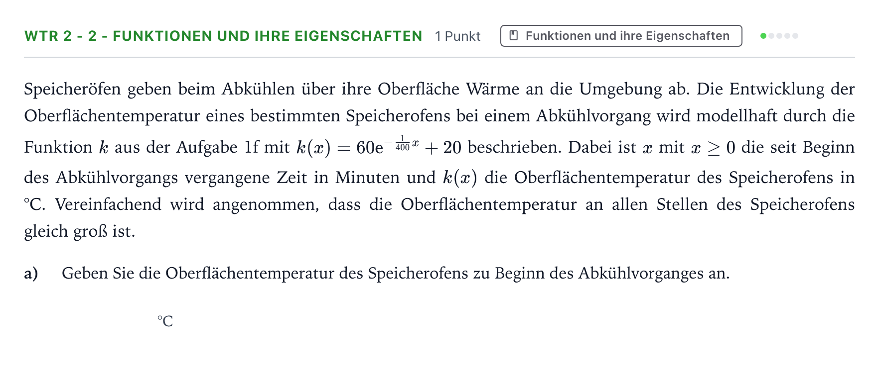 Aufgabenstellung: Aufgabe WTR 2 - 2 - Funktionen und ihre Eigenschaften · Abitur NRW Mathematik GK · Teil B · Analysis (WTR) 2026