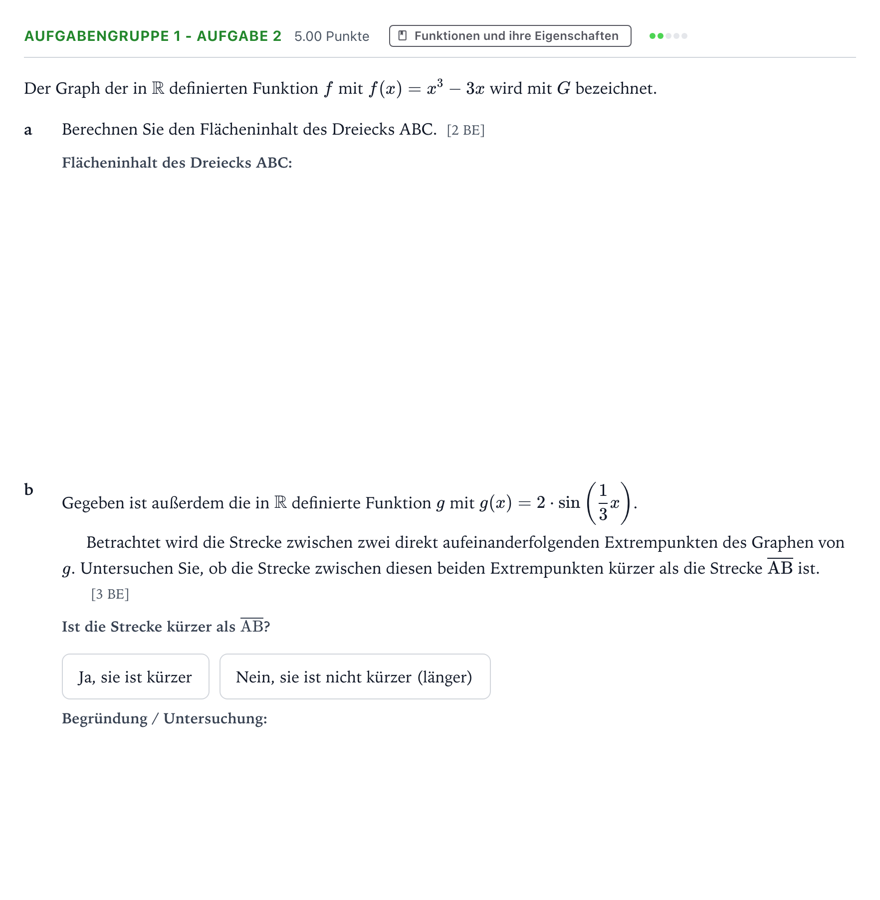 Aufgabenstellung: Aufgabengruppe 1 - Aufgabe 2 · Abitur NRW Mathematik GK · Teil A · Analysis 2026