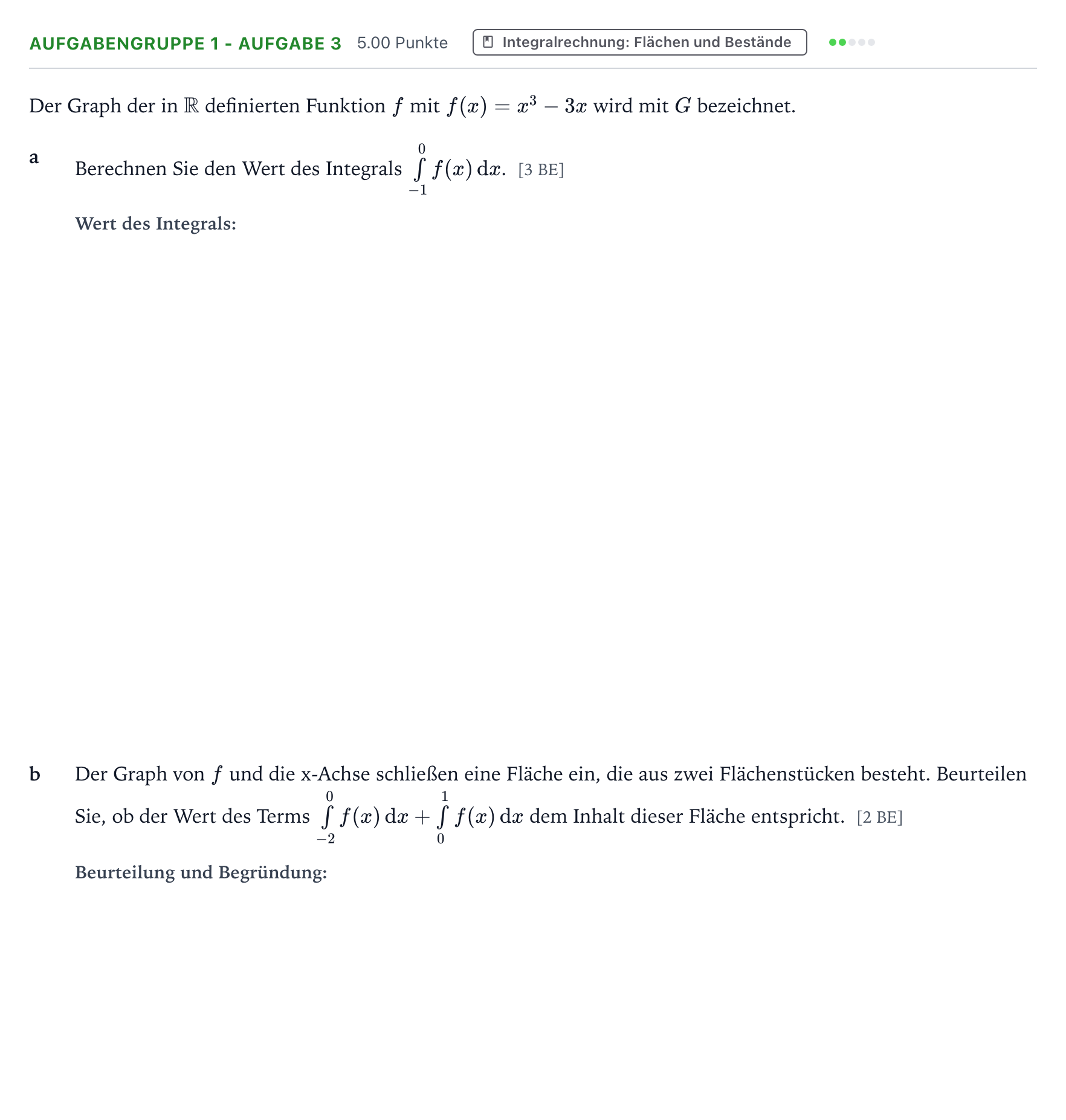 Aufgabenstellung: Aufgabengruppe 1 - Aufgabe 3 · Abitur NRW Mathematik GK · Teil A · Analysis 2026