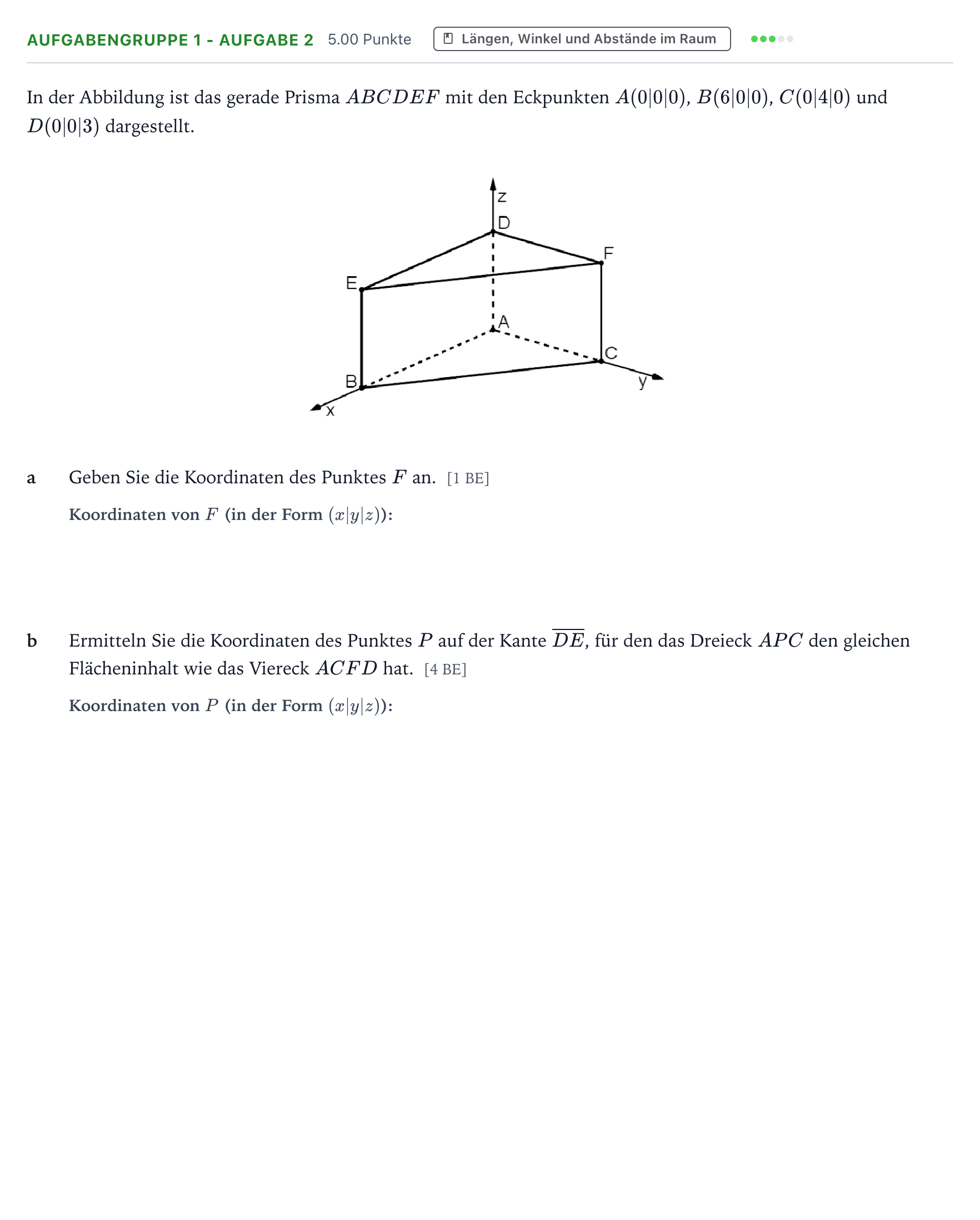 Aufgabenstellung: Aufgabengruppe 1 - Aufgabe 2 · Abitur NRW Mathematik LK · Teil A · Analytische Geometrie 2026