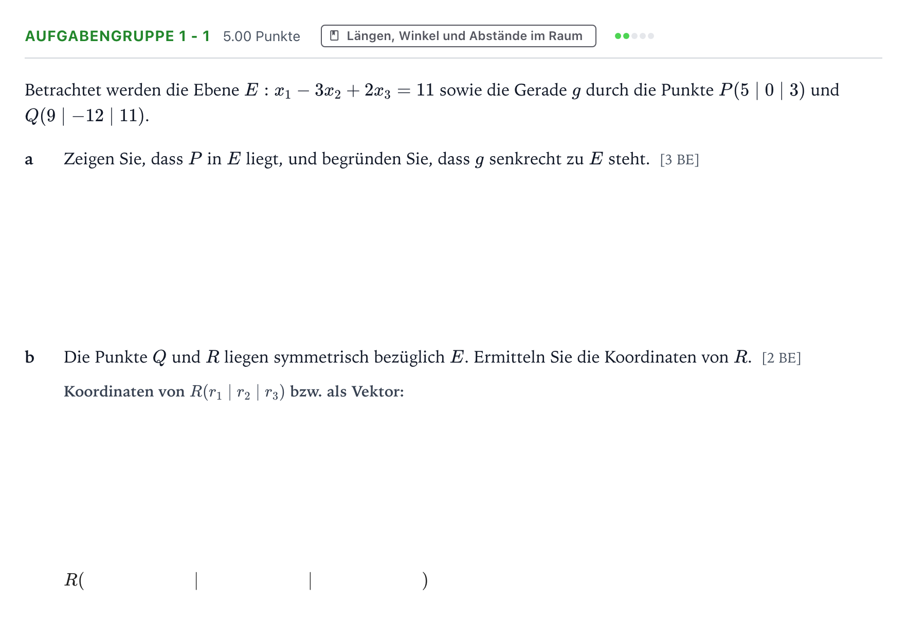 Aufgabenstellung: Aufgabengruppe 1 - 1 · Abitur NRW Mathematik GK · Teil A · Analytische Geometrie 2026