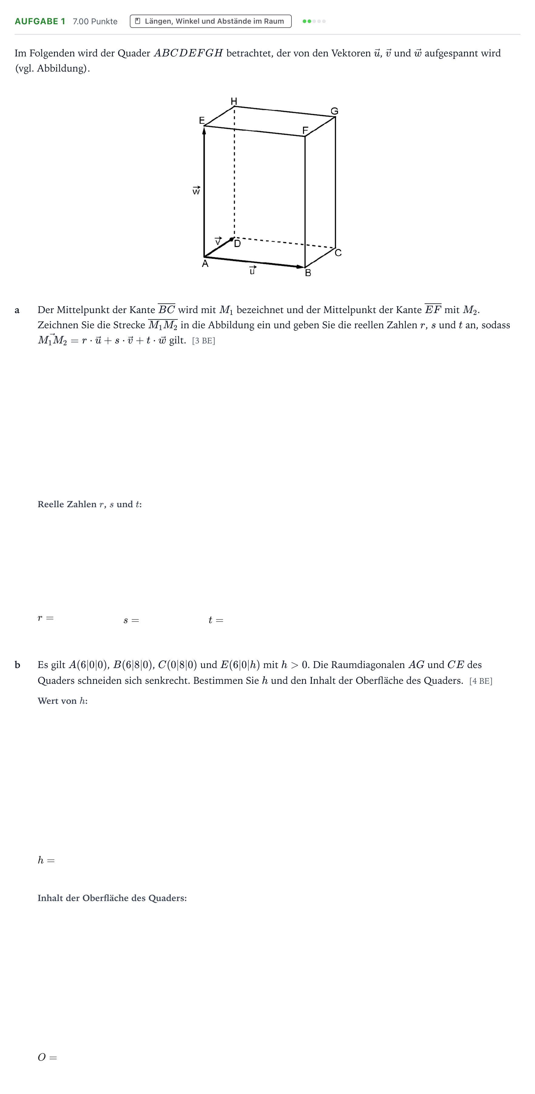 Aufgabenstellung: Aufgabe 1 · Abitur NRW Mathematik LK · Teil B · Lineare Algebra (CAS) 2026