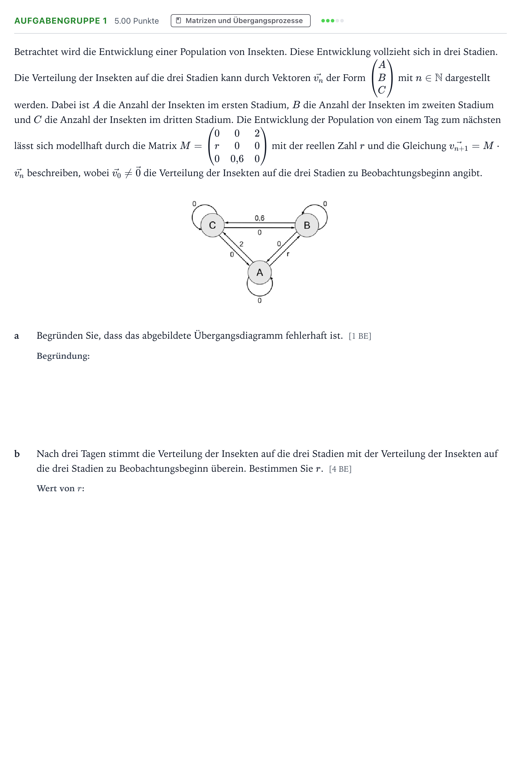 Aufgabenstellung: Aufgabengruppe 1 · Abitur NRW Mathematik LK · Teil A · Lineare Algebra 2026