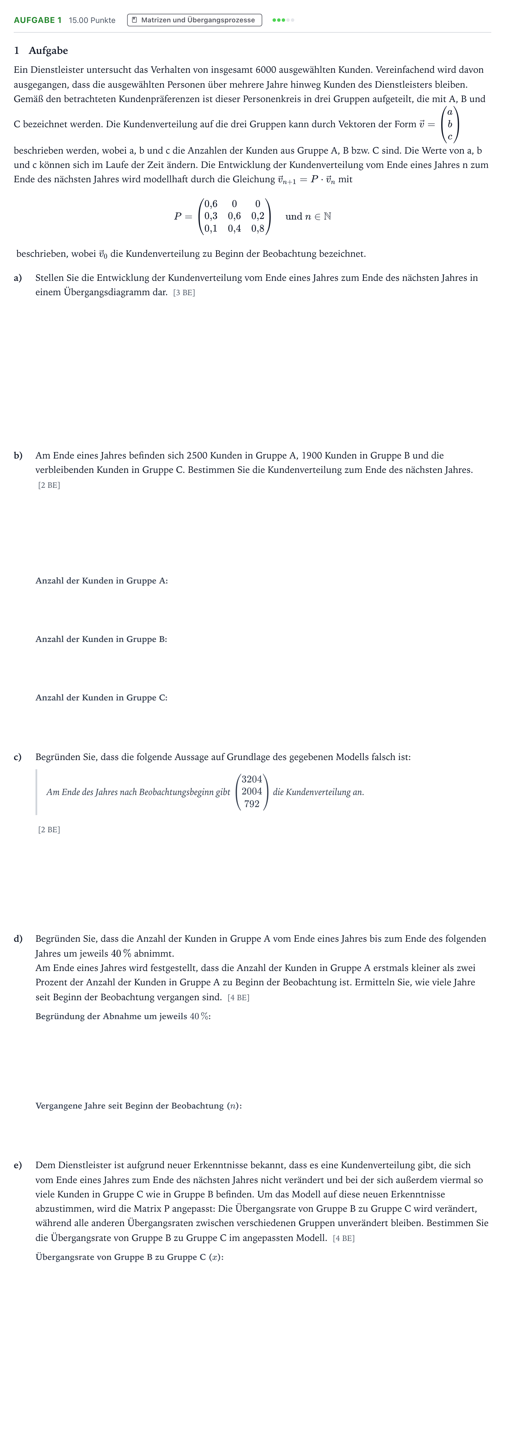 Aufgabenstellung: Aufgabe 1 · Abitur NRW Mathematik GK · Teil B · Lineare Algebra (CAS) 2026