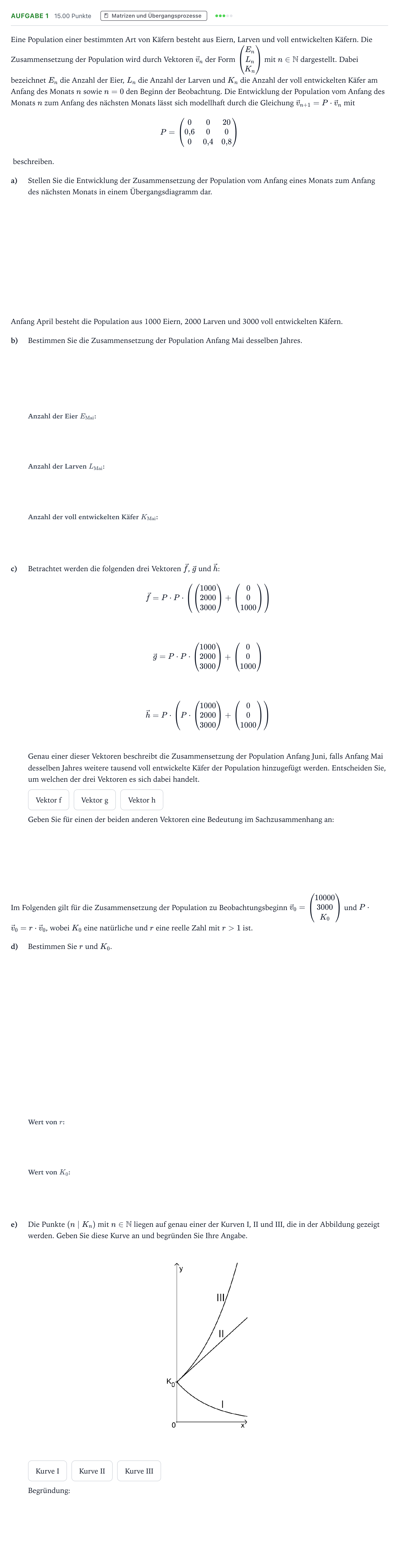 Aufgabenstellung: Aufgabe 1 · Abitur NRW Mathematik GK · Teil B · Lineare Algebra (WTR) 2026