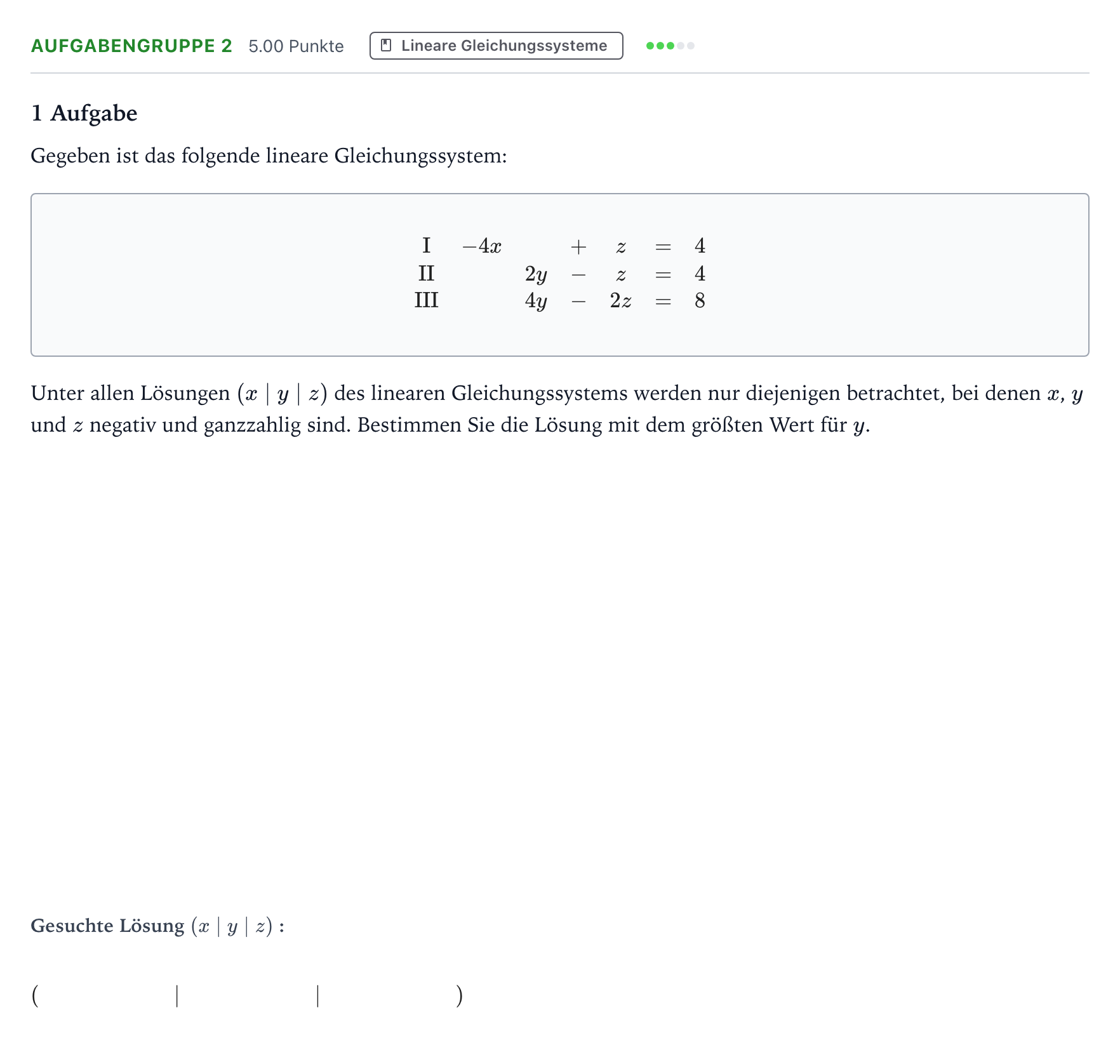 Aufgabenstellung: Aufgabengruppe 2 · Abitur NRW Mathematik GK · Teil A · Lineare Algebra 2026