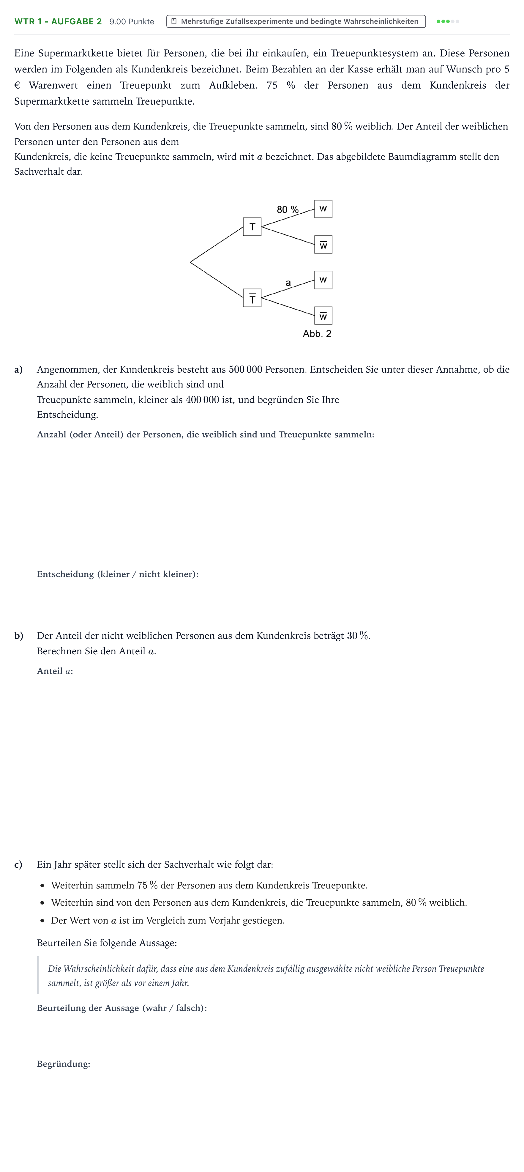 Aufgabenstellung: Aufgabe WTR 1 - Aufgabe 2 · Abitur NRW Mathematik LK · Teil B · Stochastik (WTR) 2026