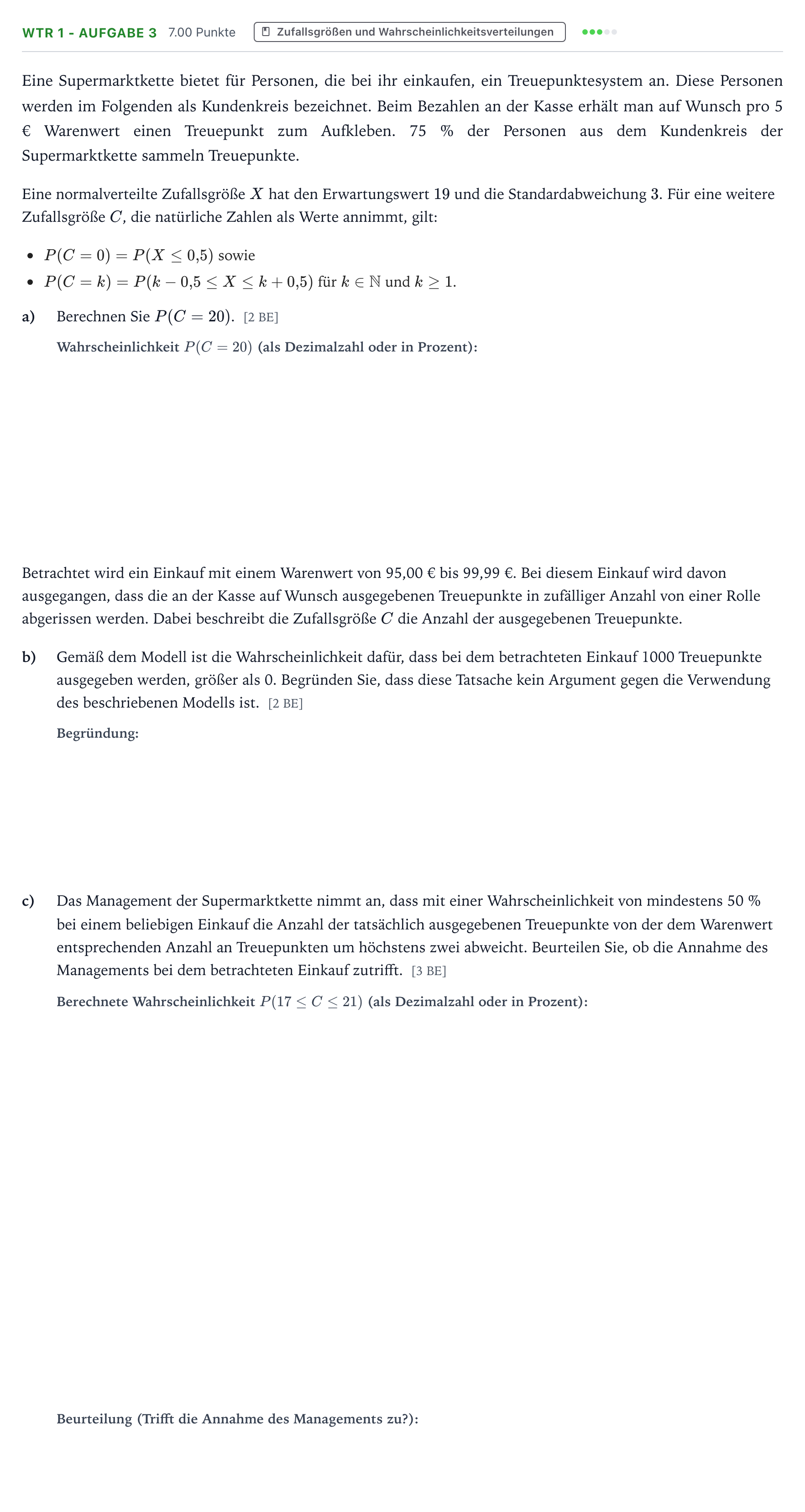 Aufgabenstellung: Aufgabe WTR 1 - Aufgabe 3 · Abitur NRW Mathematik LK · Teil B · Stochastik (WTR) 2026