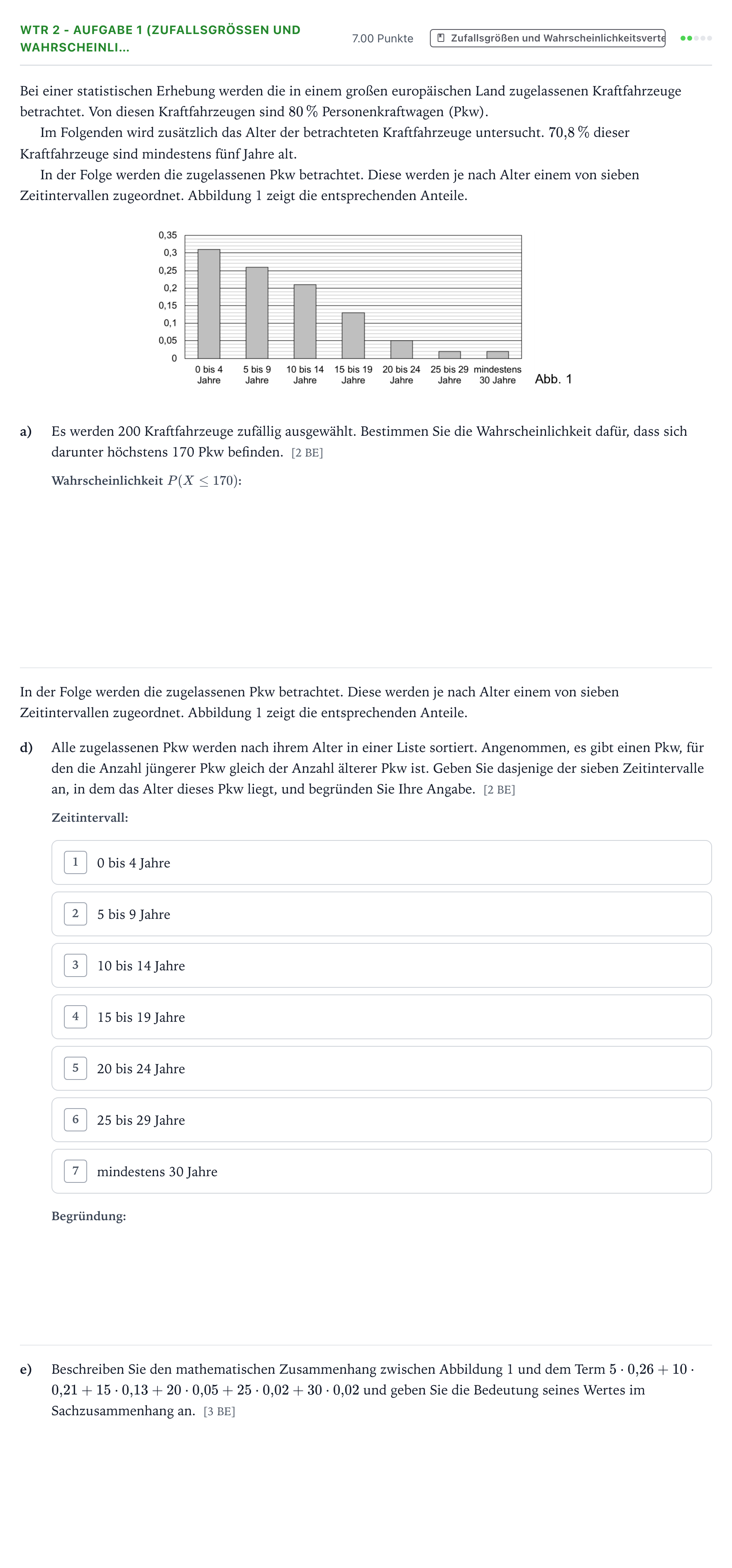 Aufgabenstellung: Aufgabe WTR 2 - Aufgabe 1 (Zufallsgrößen und Wahrscheinli… · Abitur NRW Mathematik LK · Teil B · Stochastik (WTR) 2026