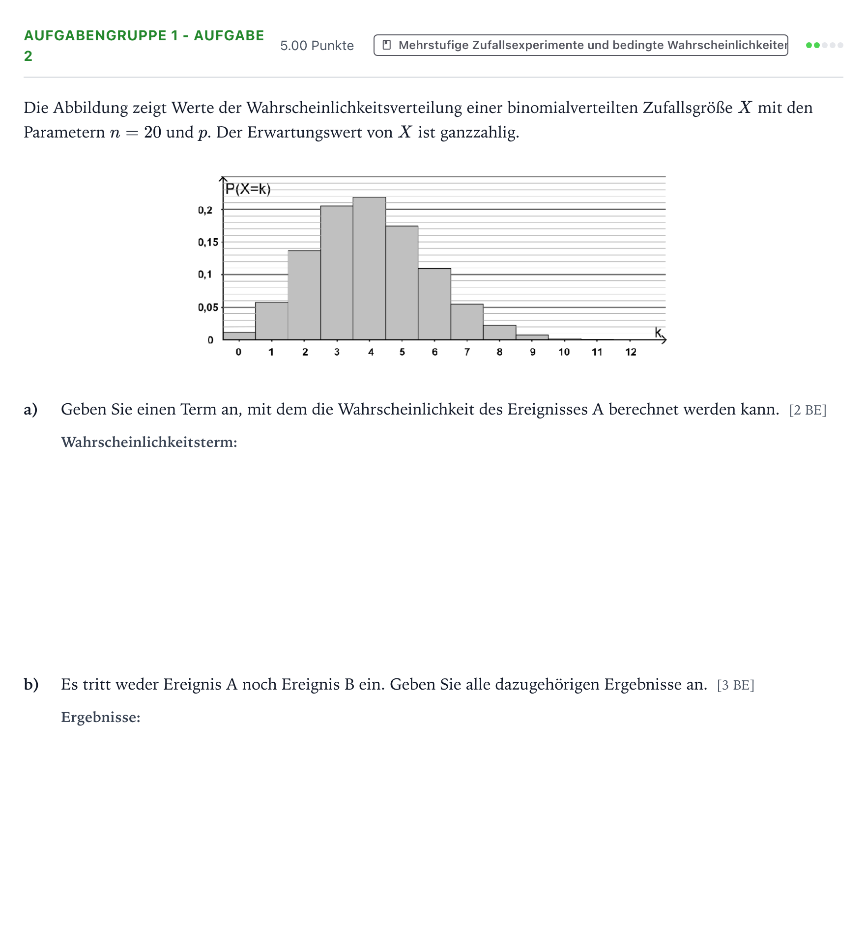 Aufgabenstellung: Aufgabengruppe 1 - Aufgabe 2 · Abitur NRW Mathematik GK · Teil A · Stochastik 2026