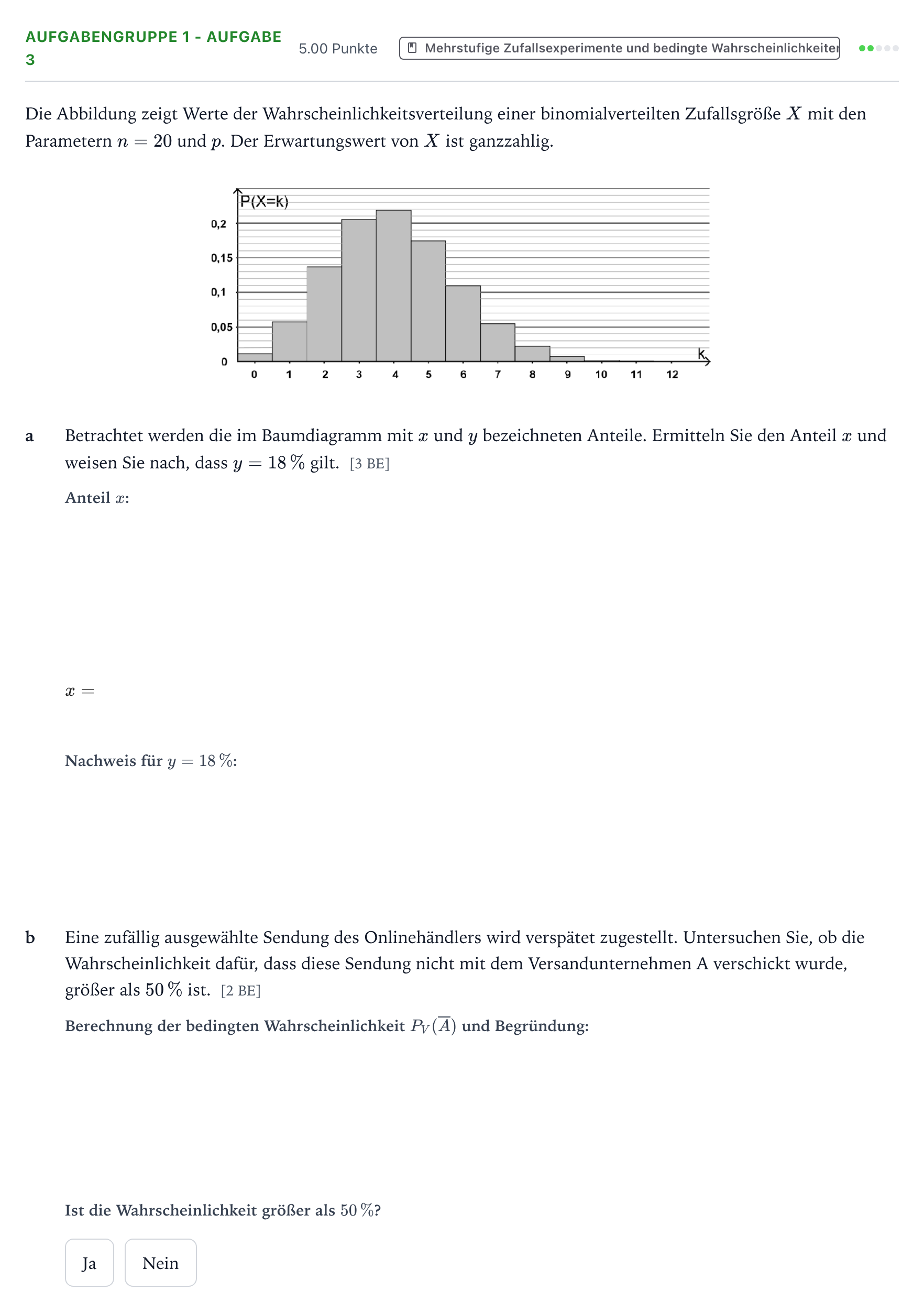 Aufgabenstellung: Aufgabengruppe 1 - Aufgabe 3 · Abitur NRW Mathematik GK · Teil A · Stochastik 2026