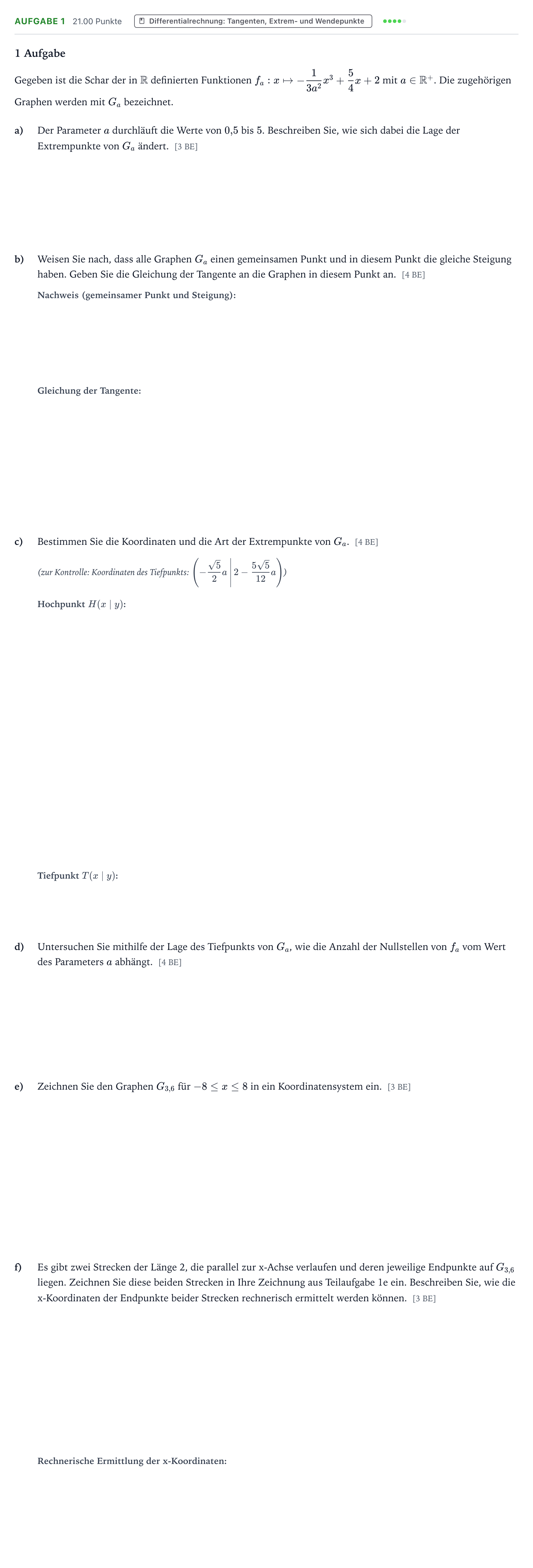 Aufgabenstellung: Aufgabe 1 · Abitur NRW Mathematik LK · Teil B · Analysis (CAS)