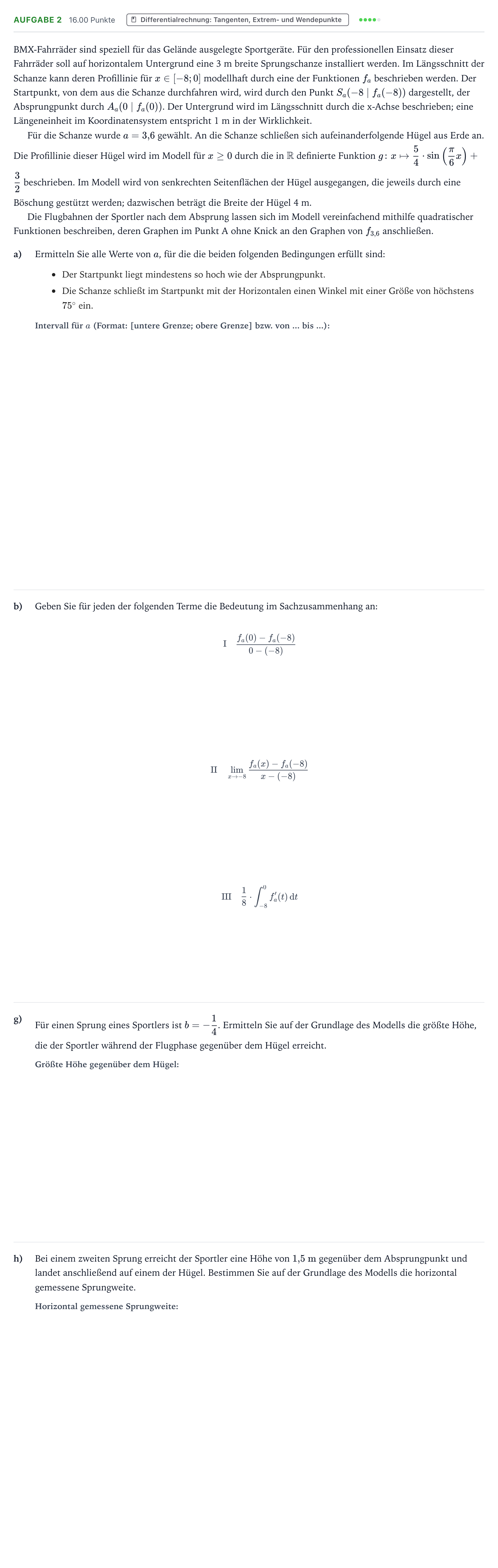 Aufgabenstellung: Aufgabe 2 - Differentialrechnung: Tangenten, Extr… · Abitur NRW Mathematik LK · Teil B · Analysis (CAS)