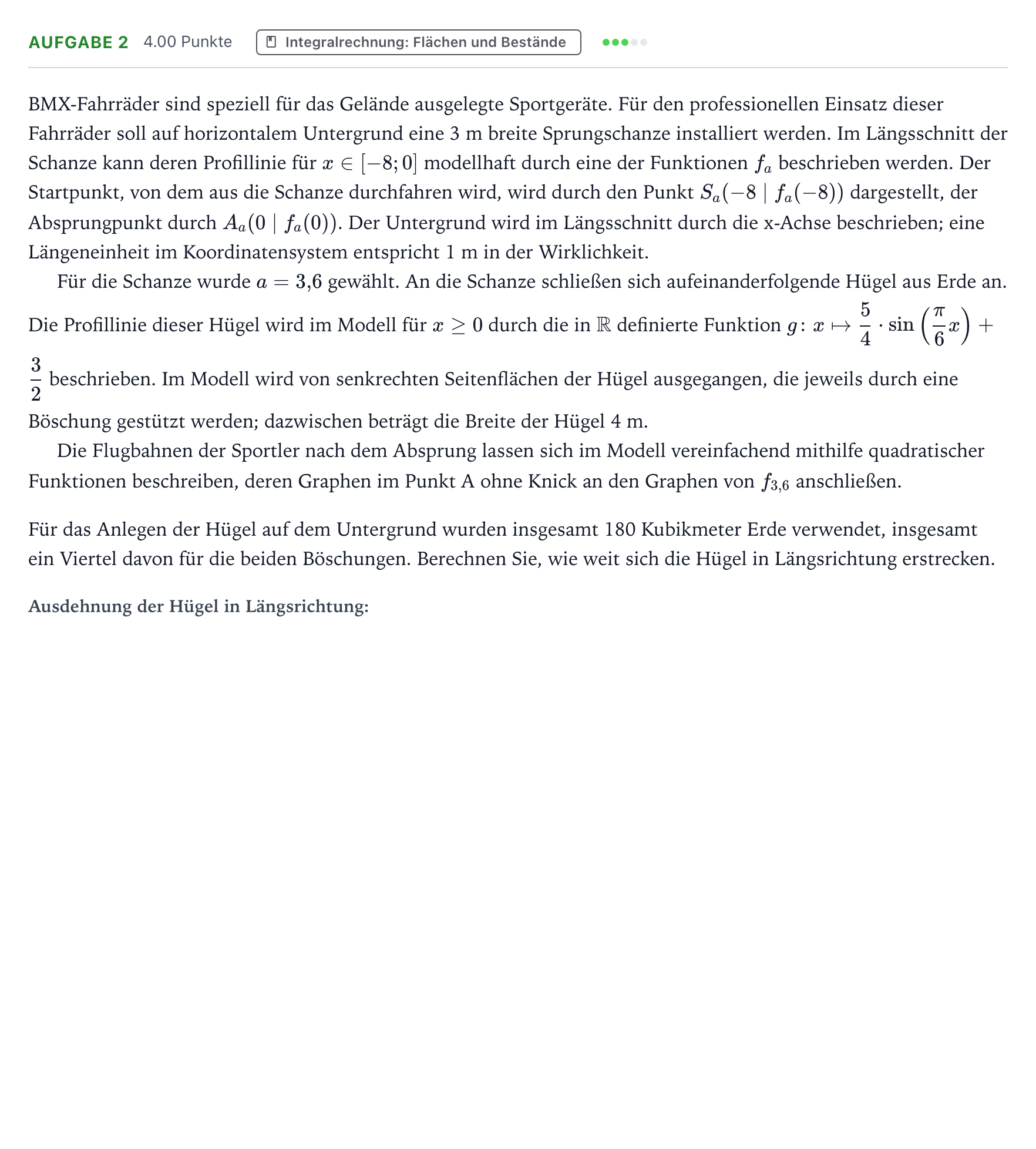 Aufgabenstellung: Aufgabe 2 - Integralrechnung: Flächen und Bestände · Abitur NRW Mathematik LK · Teil B · Analysis (CAS)