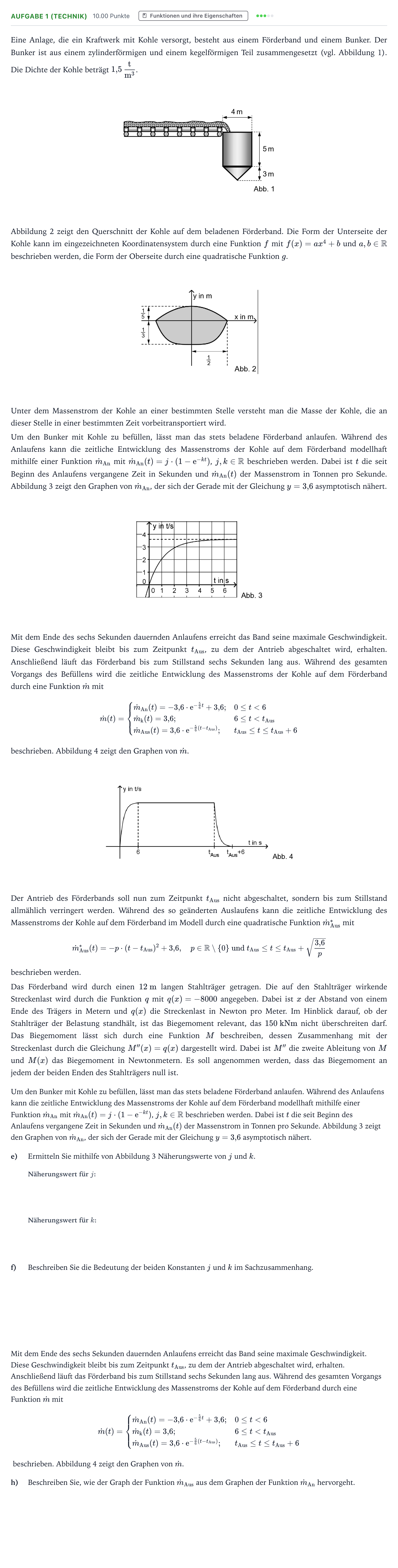 Aufgabenstellung: Aufgabe 1 (Technik) - Funktionen und ihre Eigensc… · Abitur NRW Mathematik LK · Teil B · Analysis (CAS)