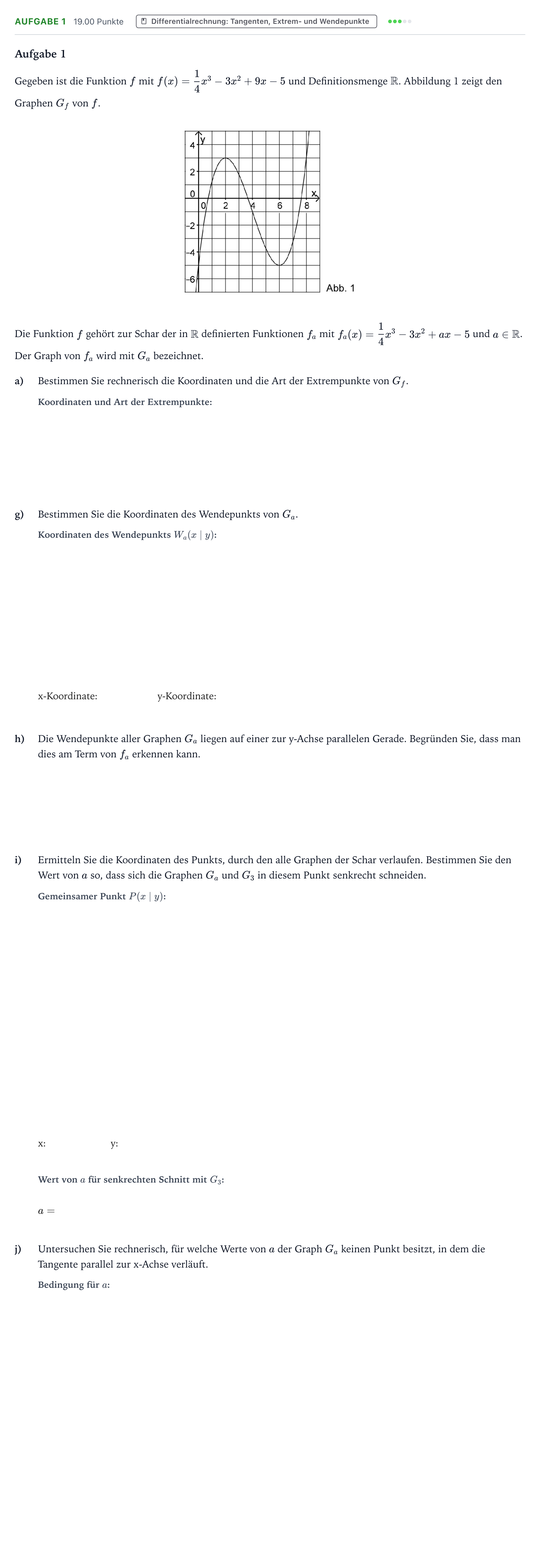Aufgabenstellung: Aufgabe 1 - Differentialrechnung: Tangenten, Extrem- und… · Abitur NRW Mathematik LK · Teil B · Analysis (WTR)