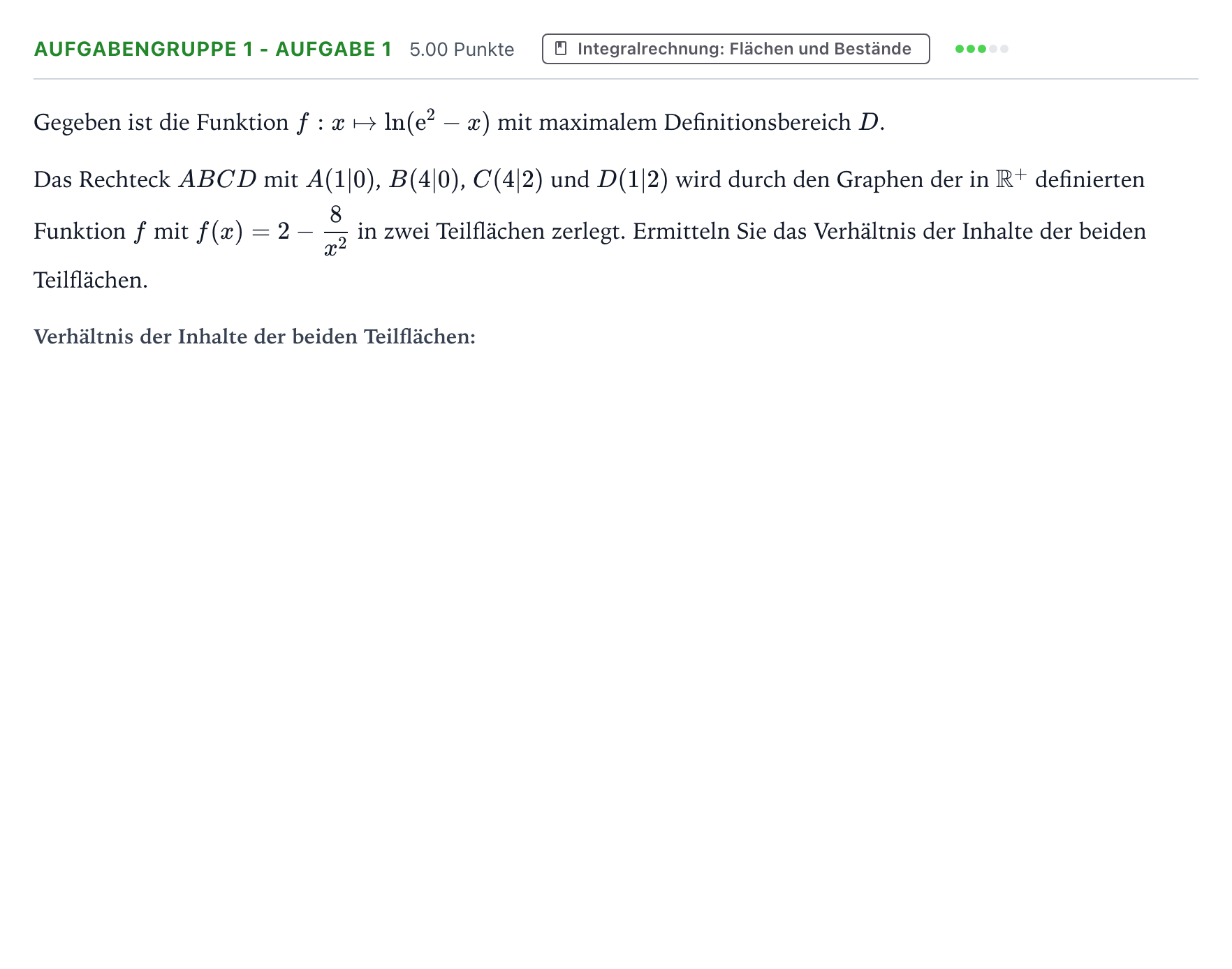 Aufgabenstellung: Aufgabengruppe 1 - Aufgabe 1 · Abitur NRW Mathematik LK · Teil A · Analysis