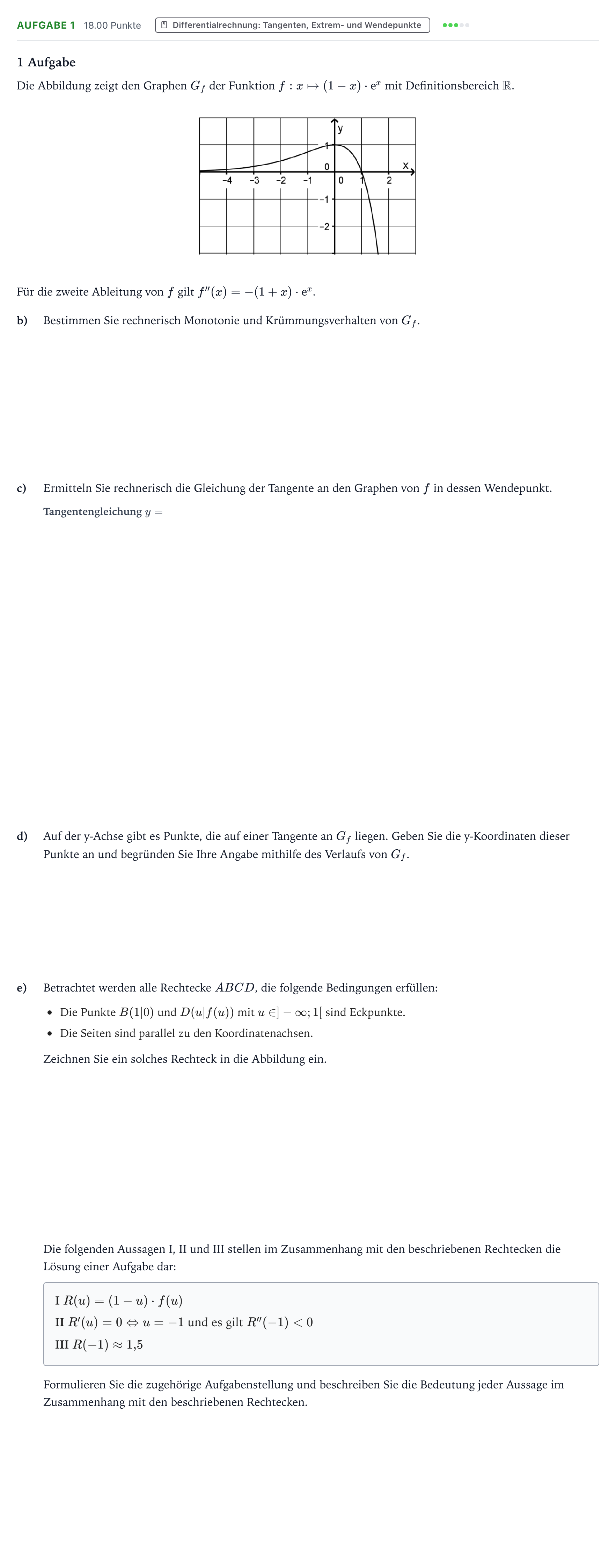 Aufgabenstellung: Aufgabe 1 - Differentialrechnung · Abitur NRW Mathematik GK · Teil B · Analysis (WTR)
