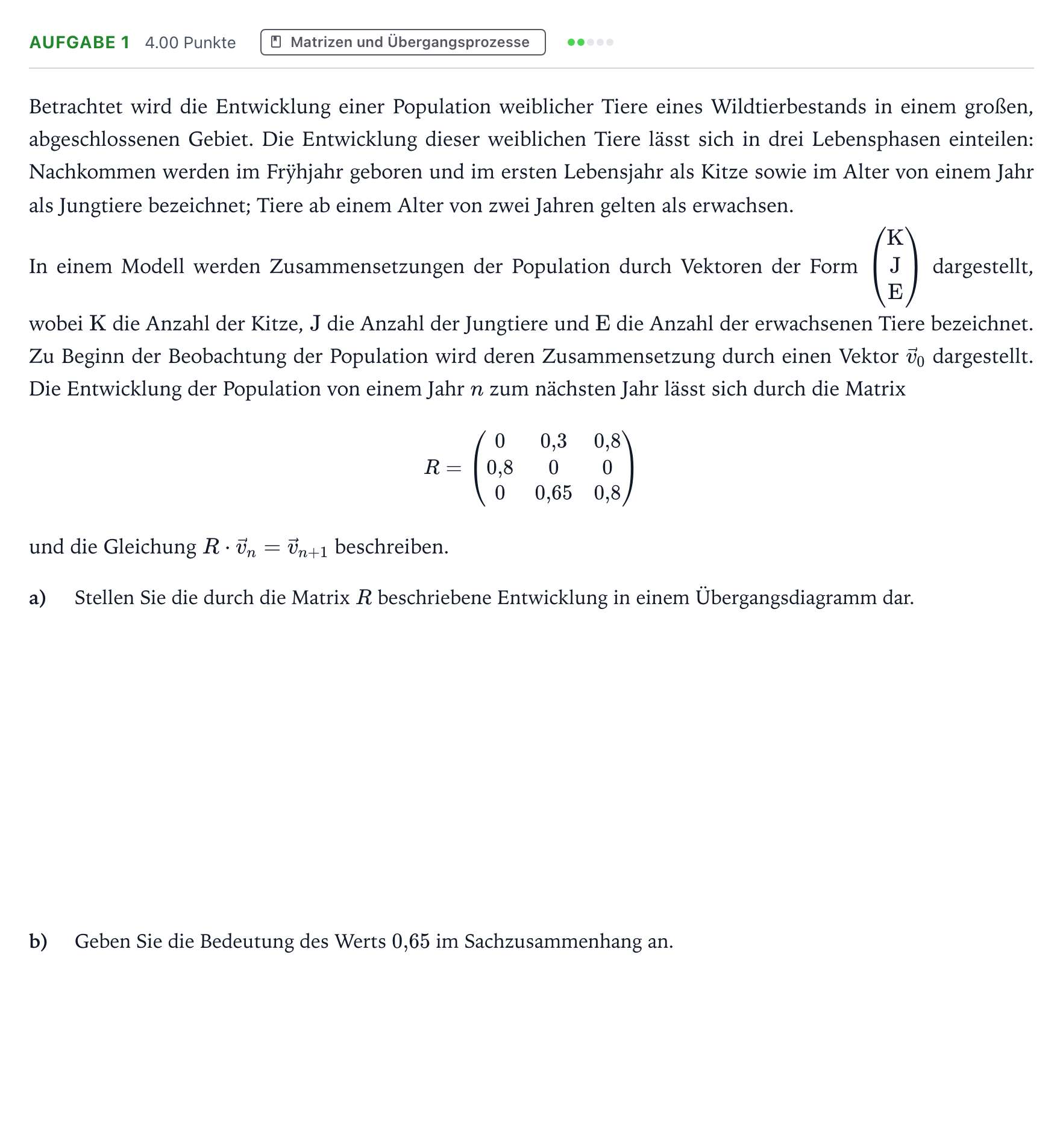 Aufgabenstellung: Aufgabe 1 · Abitur NRW Mathematik LK · Teil B · Lineare Algebra (WTR)