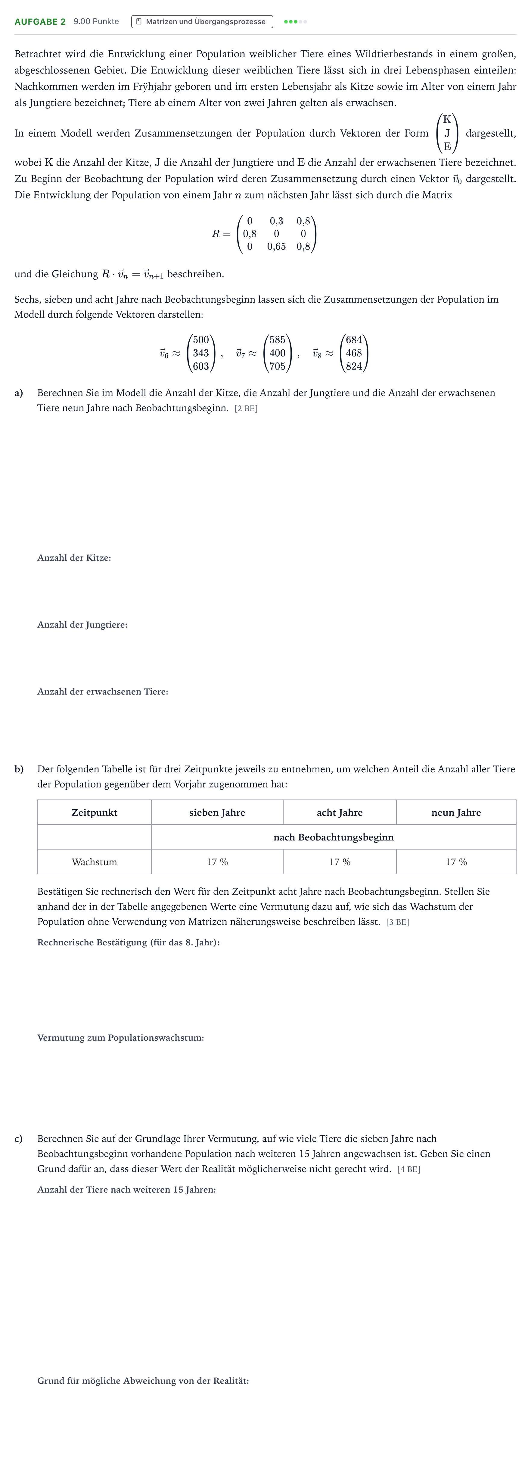 Aufgabenstellung: Aufgabe 2 · Abitur NRW Mathematik LK · Teil B · Lineare Algebra (WTR)