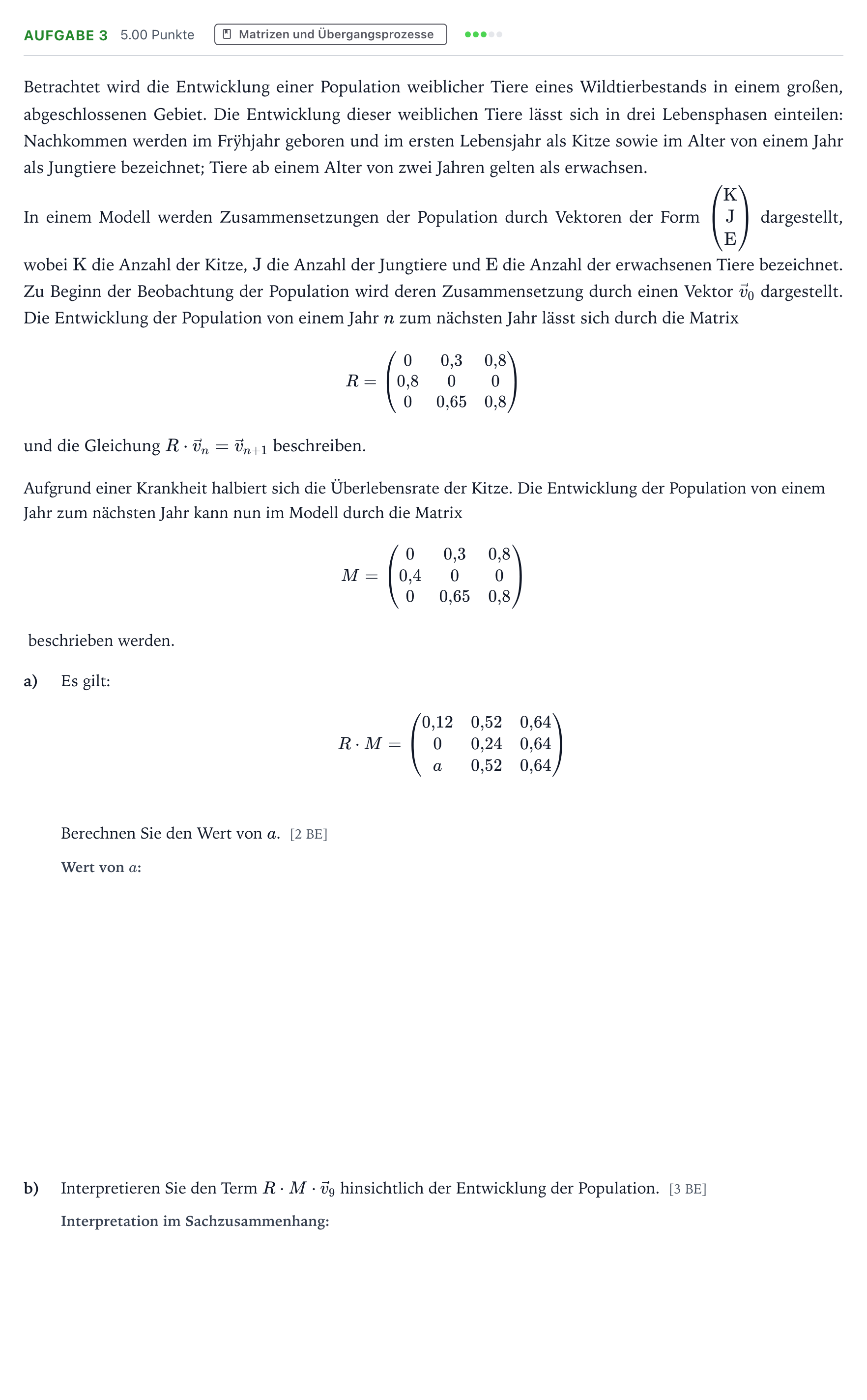 Aufgabenstellung: Aufgabe 3 · Abitur NRW Mathematik LK · Teil B · Lineare Algebra (WTR)