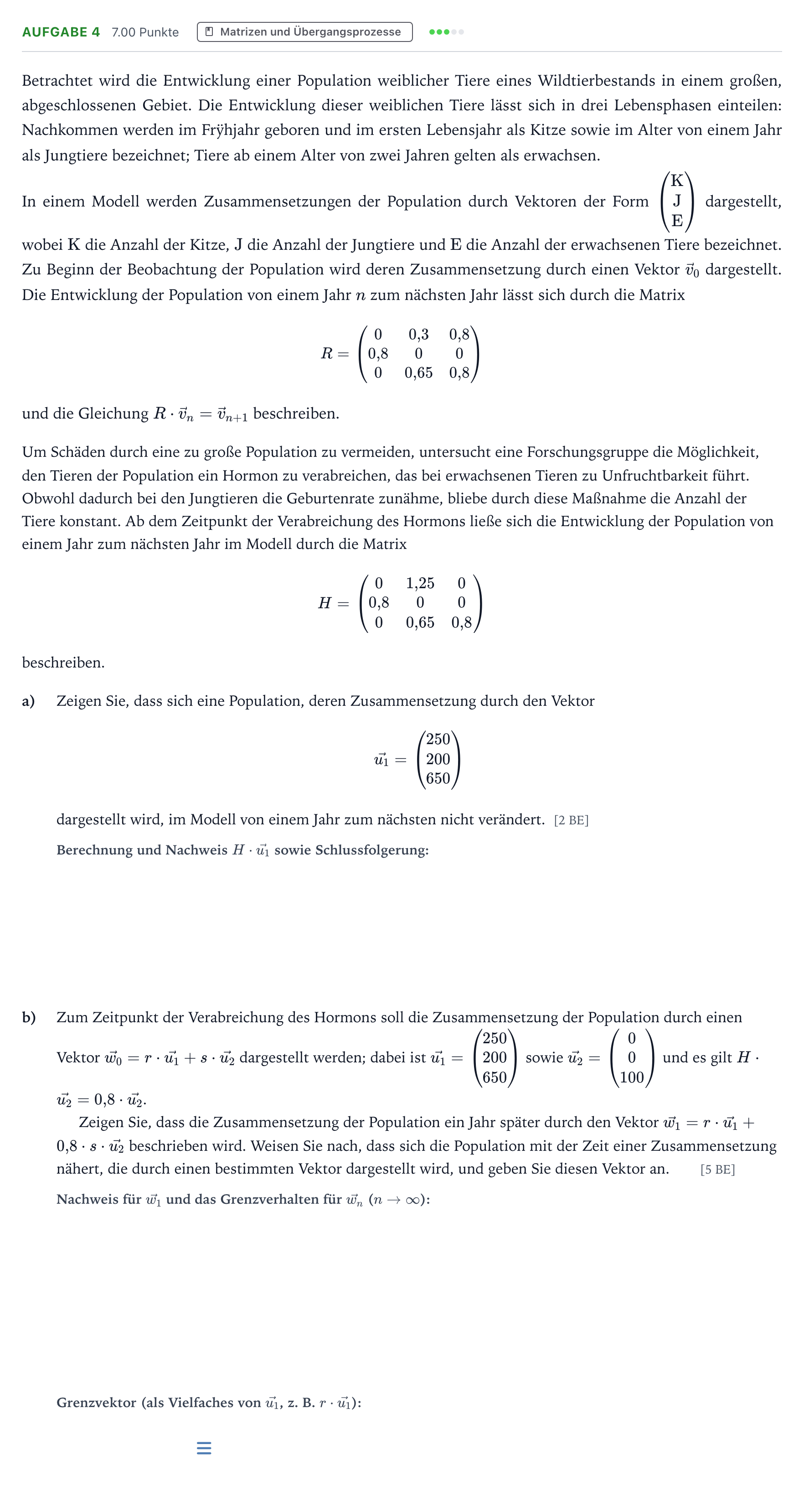 Aufgabenstellung: Aufgabe 4 · Abitur NRW Mathematik LK · Teil B · Lineare Algebra (WTR)