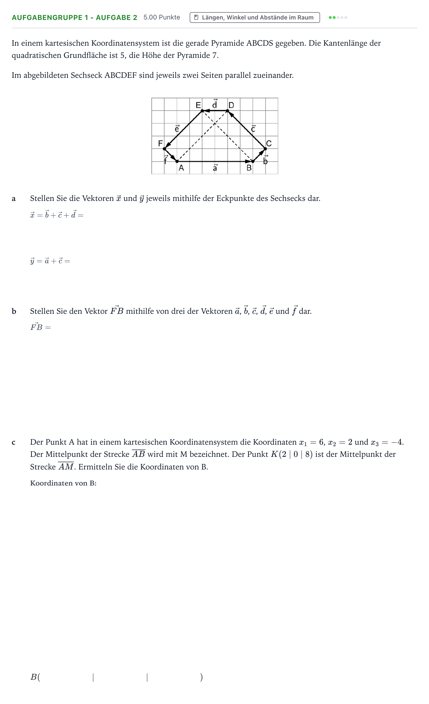 Aufgabenstellung: Aufgabengruppe 1 - Aufgabe 2 · Abitur NRW Mathematik GK · Teil A · Lineare Algebra
