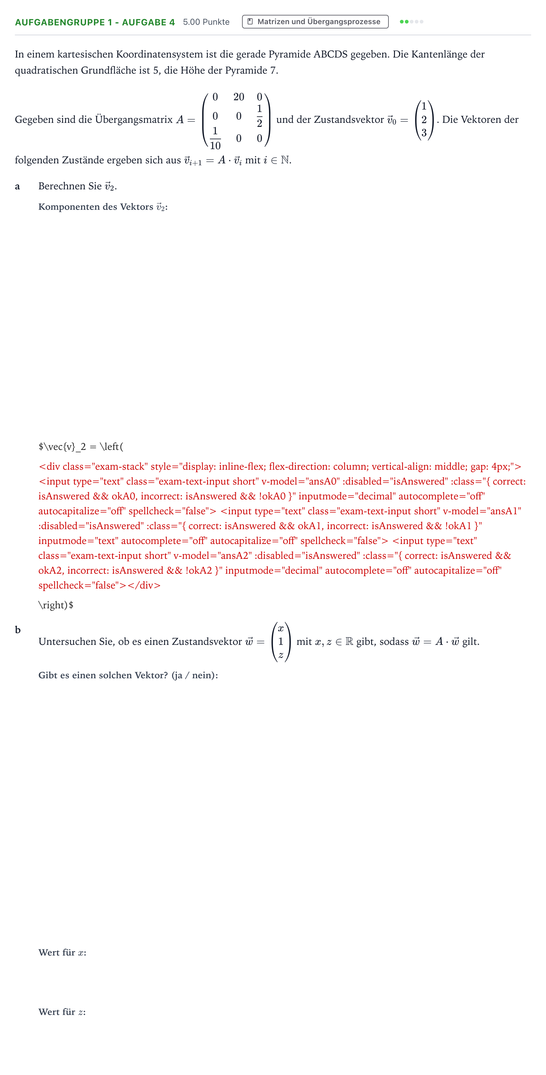 Aufgabenstellung: Aufgabengruppe 1 - Aufgabe 4 · Abitur NRW Mathematik GK · Teil A · Lineare Algebra