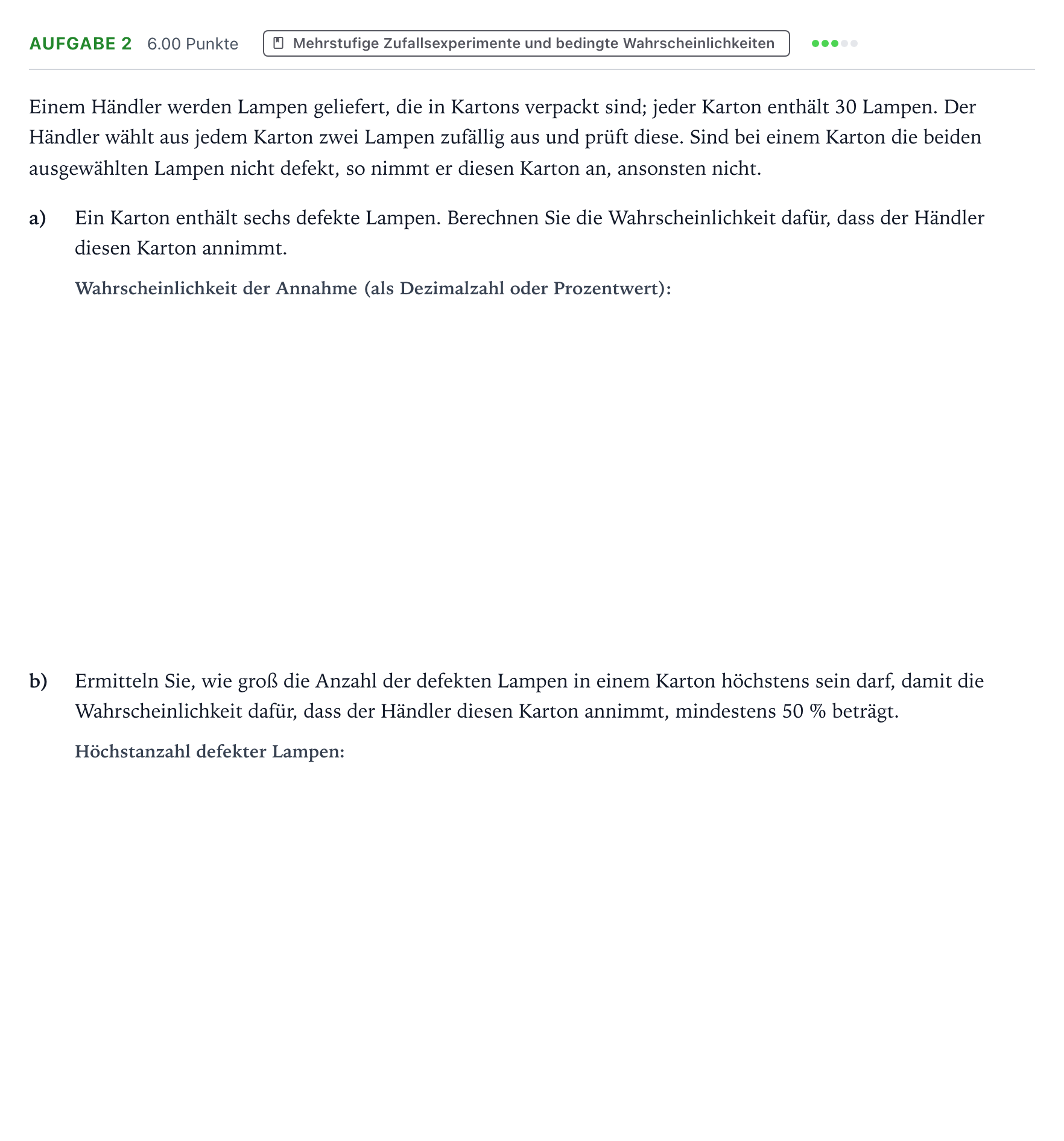 Aufgabenstellung: Aufgabe 2 · Abitur NRW Mathematik LK · Teil B · Stochastik (CAS)