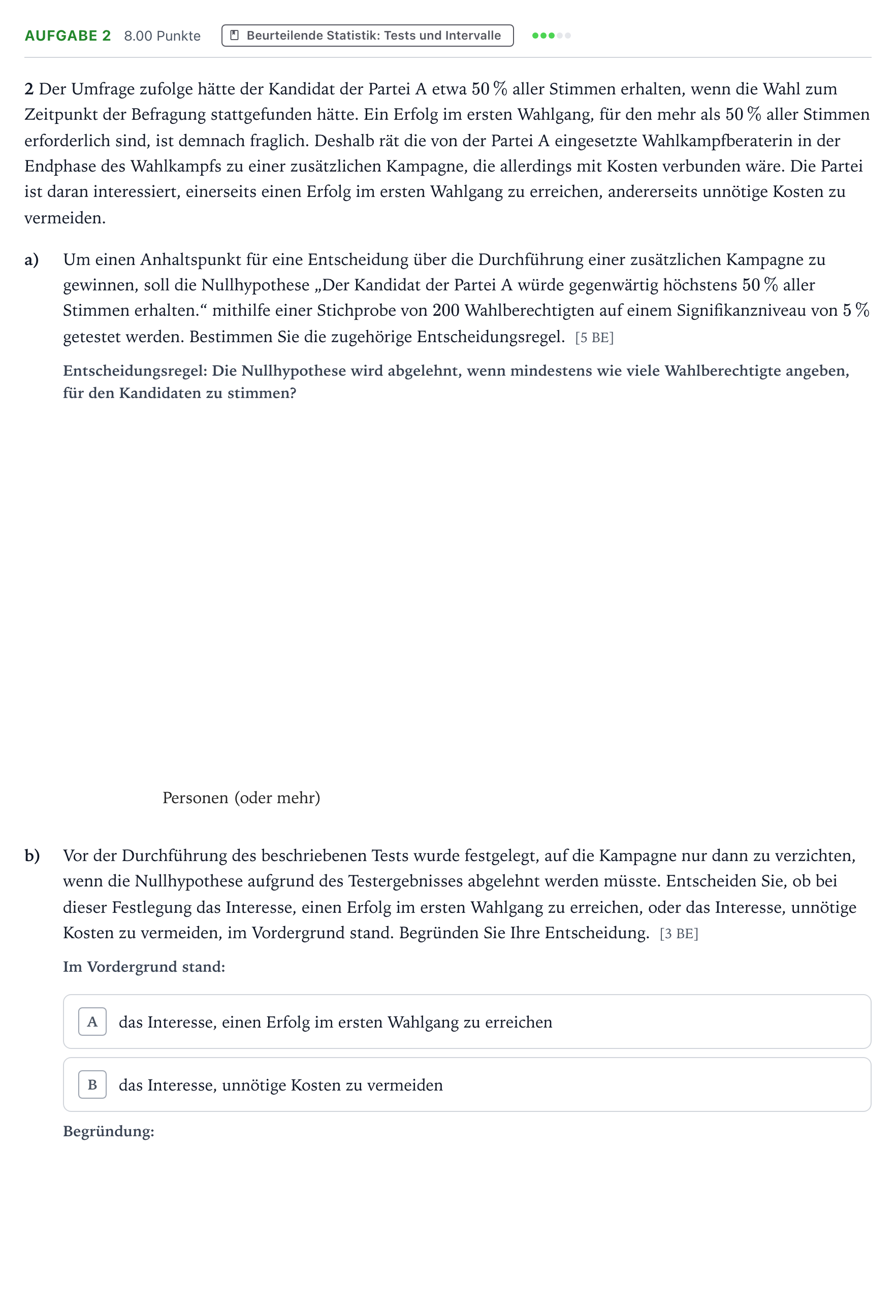 Aufgabenstellung: Aufgabe 2 · Abitur NRW Mathematik LK · Teil B · Stochastik (WTR)